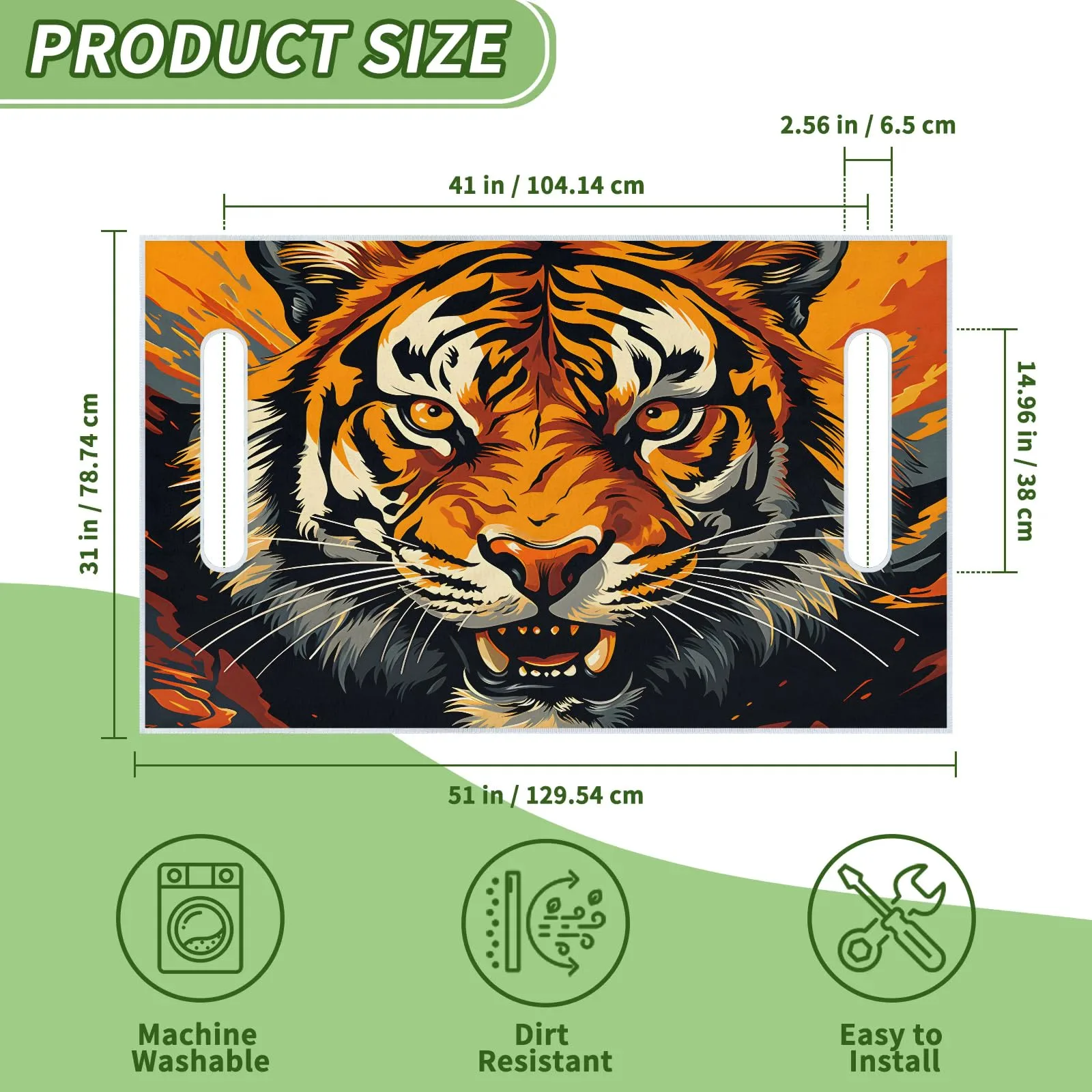 Tiveruda Cool Tiger Face Universal Golf Cart Seat Cover 51" x 31" image 2