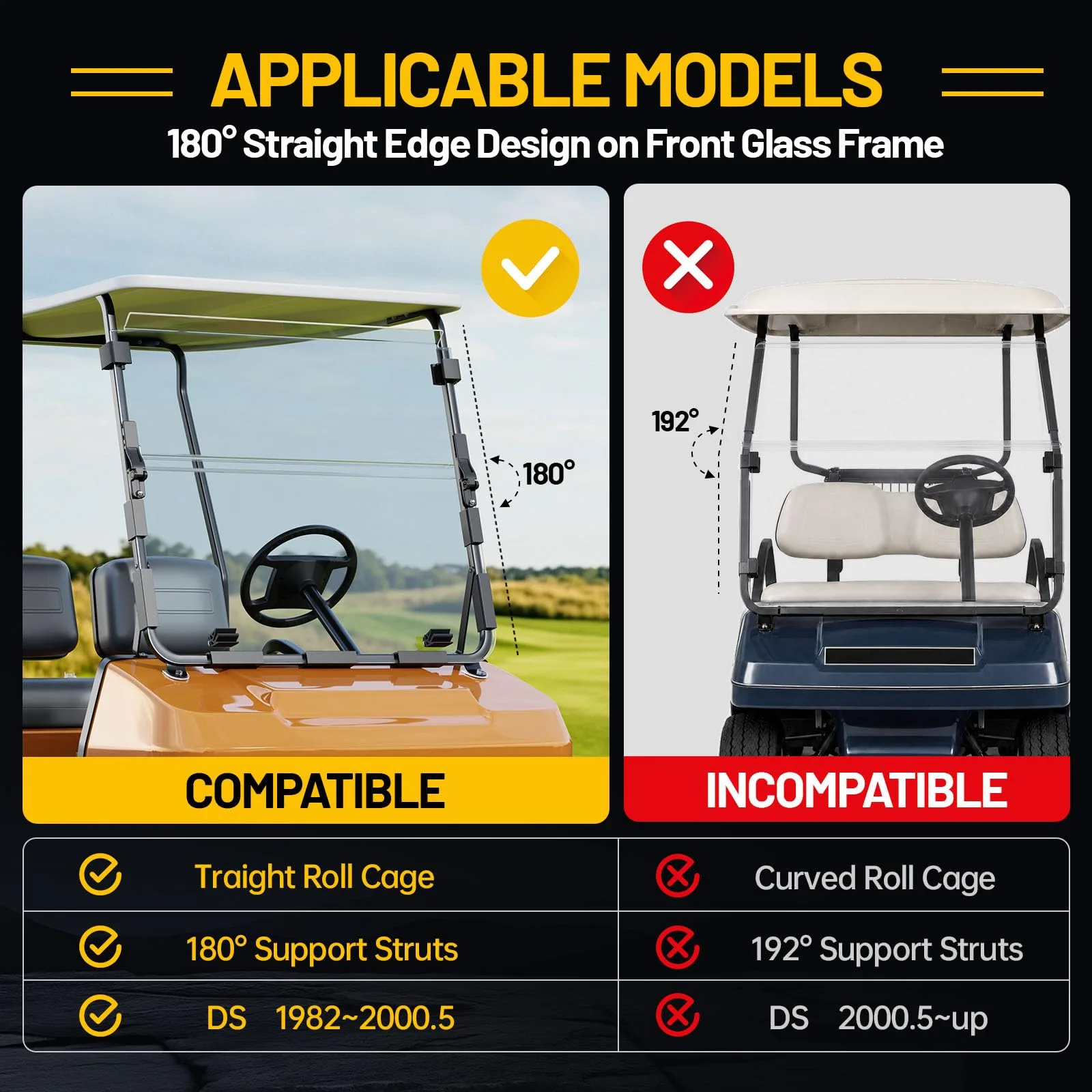 EXOEMTS Foldable Windshield for Club Car DS 1982-2000.5 image 2