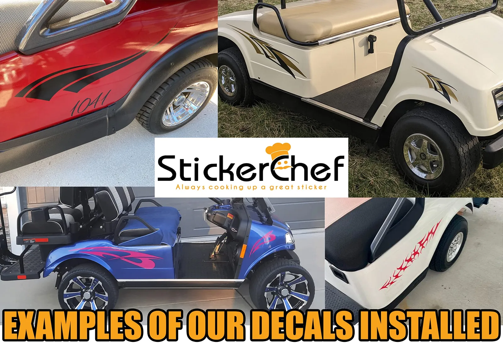 Generic Beach Shark Golf Cart Decal Set — 8x8 Hood + 4x4 Sides (GC05P) image 3