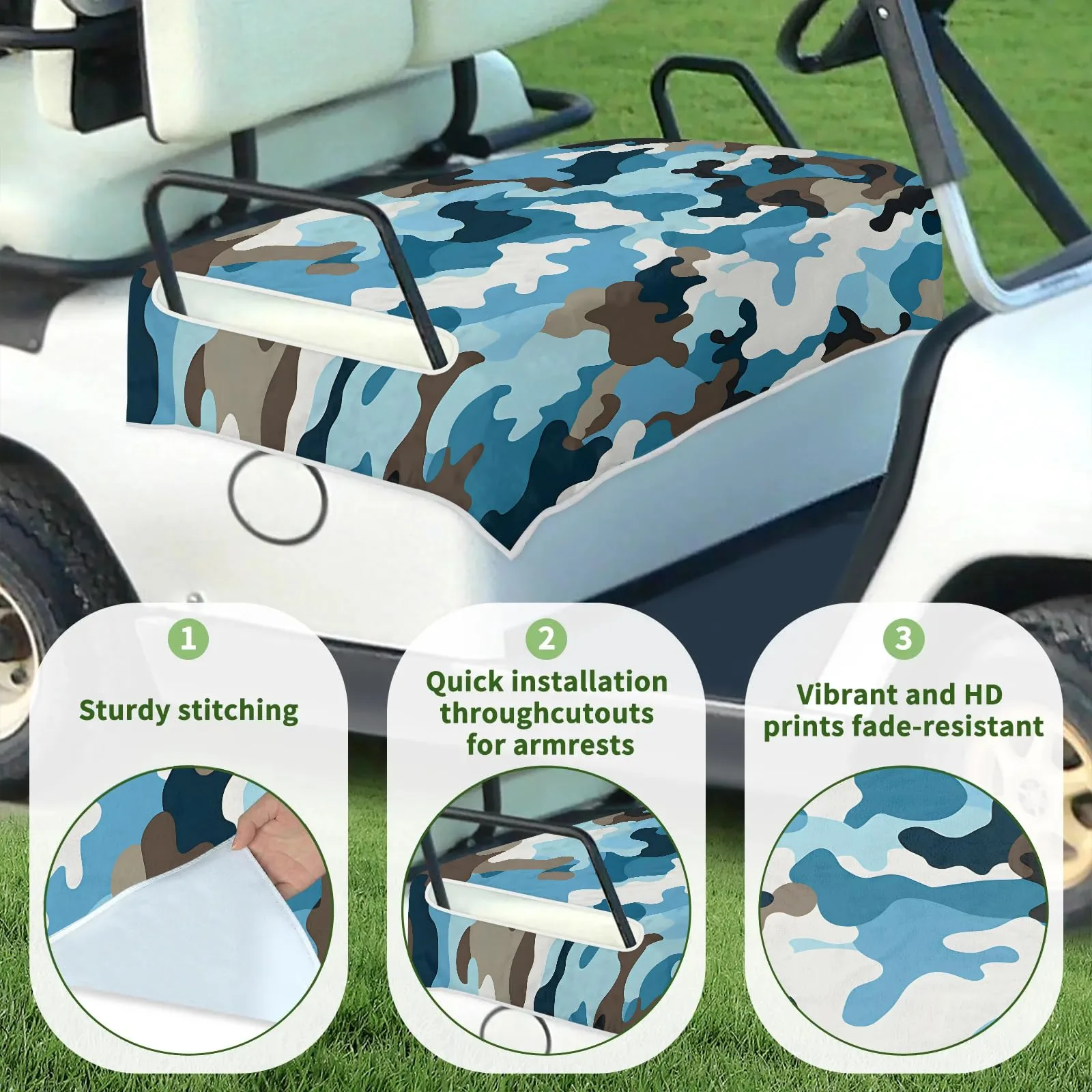 Tiveruda Golf Cart Seat Cover for Double Seats, 51 x 31 in image 3