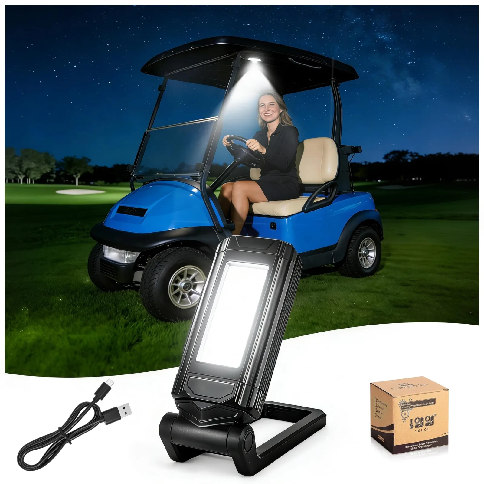 10L0L Magnetic Golf Cart LED Light with 360° Rotation