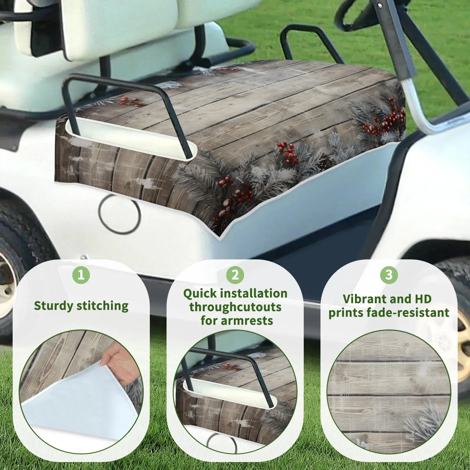 Tiveruda Christmas Golf Cart Seat Cover, 51 x 31 in image 3