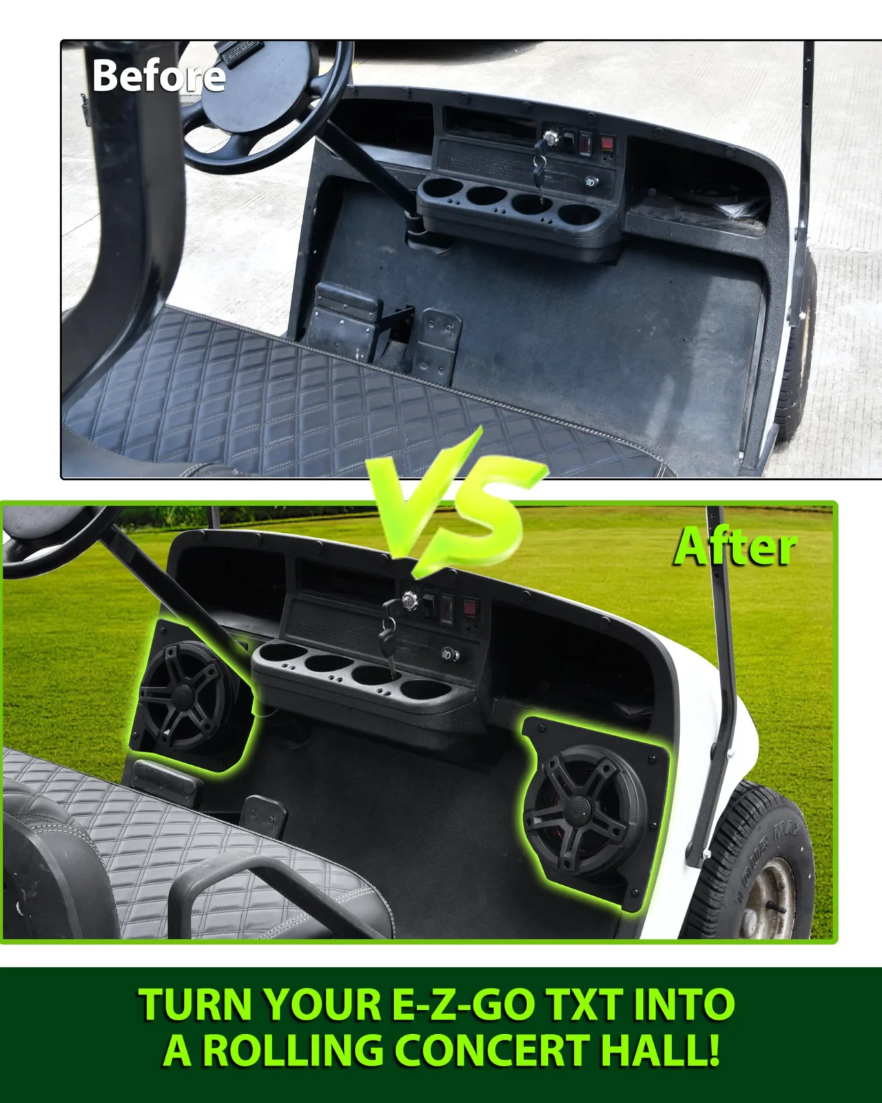 POKIAUTO 6.5" Under‑Dash Speaker Pods for E‑Z‑GO TXT (1994+) image 3