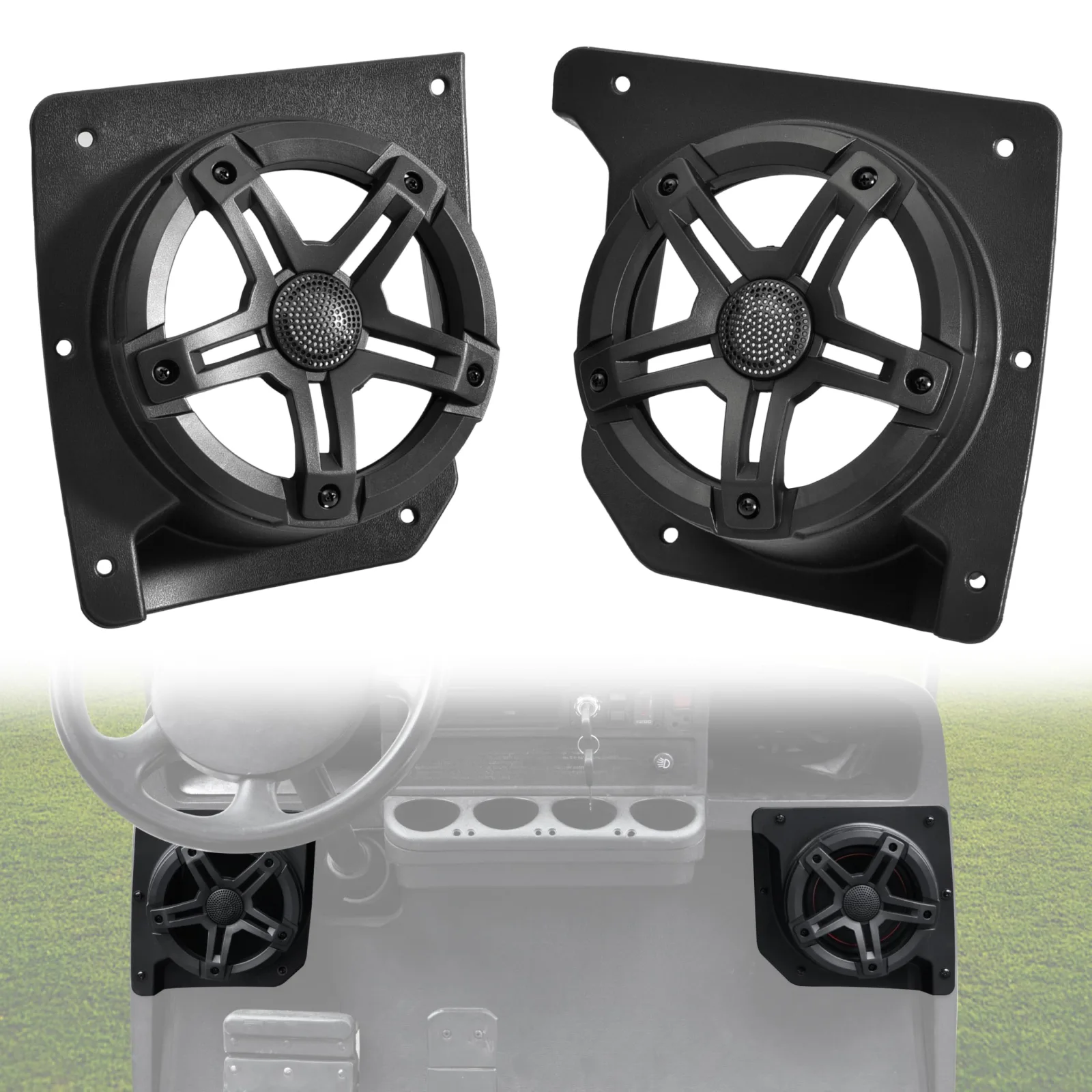 POKIAUTO 6.5" Under‑Dash Speaker Pods for E‑Z‑GO TXT (1994+)