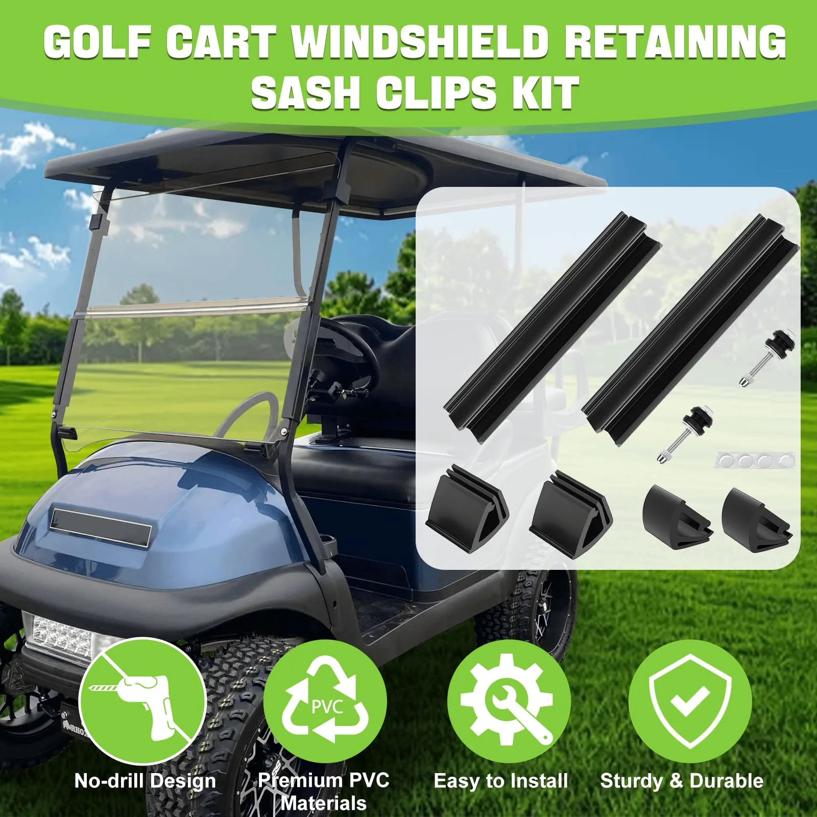 MOSNAI Windshield Clips Kit for Club Car Golf Carts image 4