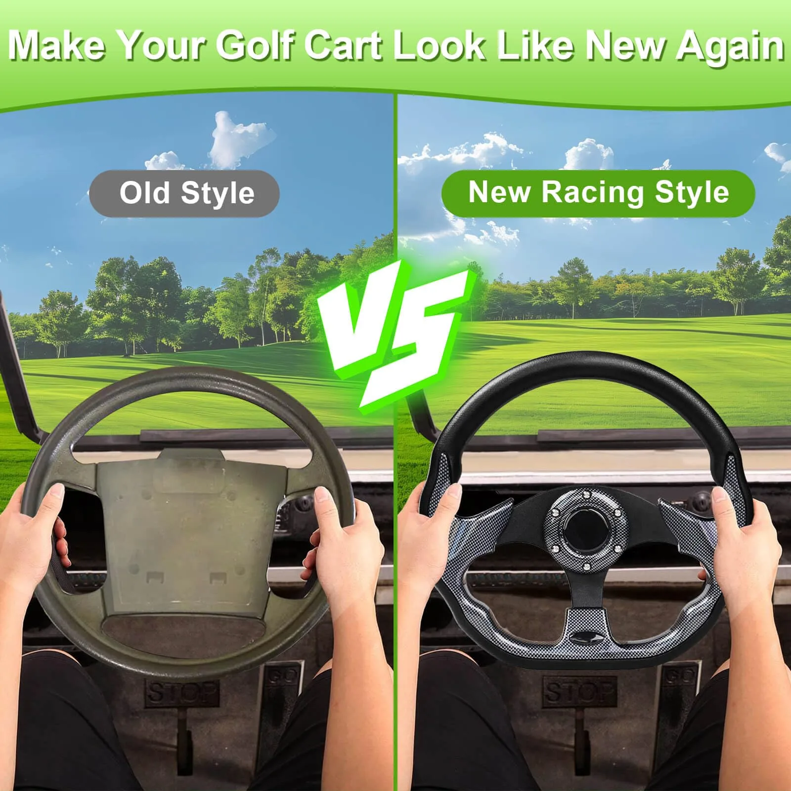 LEAPGOMAX 12.5-Inch D-Shape Golf Cart Steering Wheel image 2