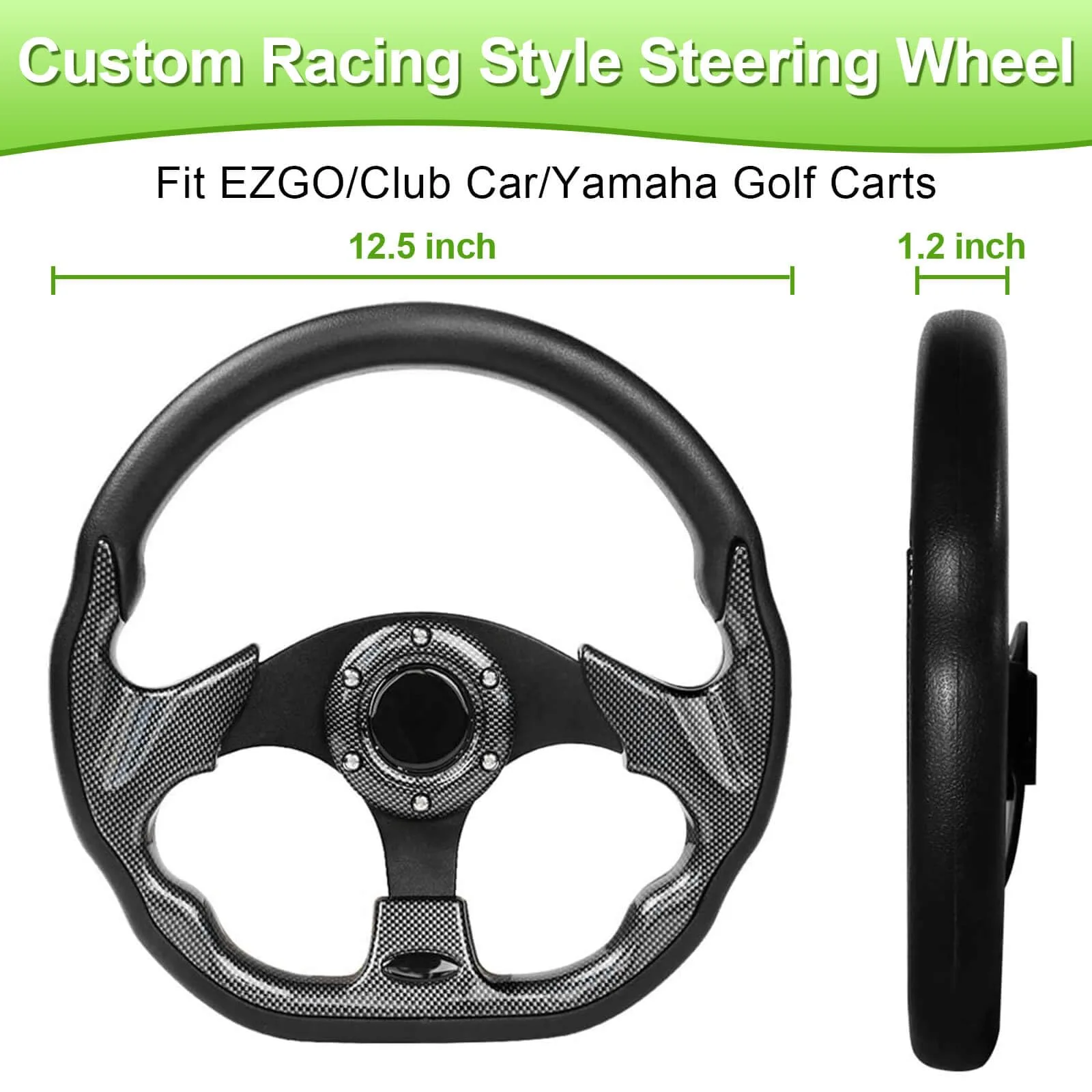 LEAPGOMAX 12.5-Inch D-Shape Golf Cart Steering Wheel image 3