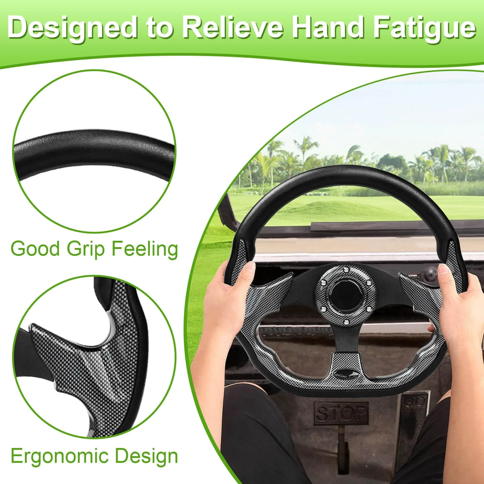 LEAPGOMAX 12.5-Inch D-Shape Golf Cart Steering Wheel image 4