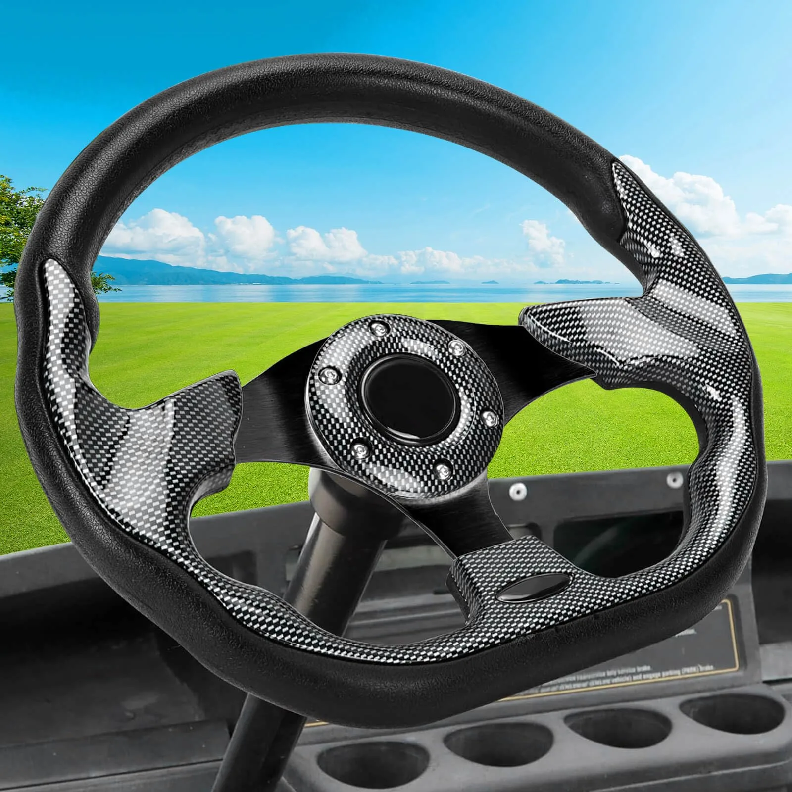 LEAPGOMAX 12.5-Inch D-Shape Golf Cart Steering Wheel