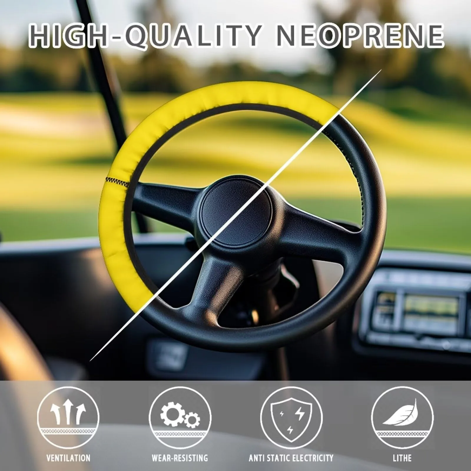 SUITOSELFY Yellow Golf Cart Steering Wheel Cover 13-14 in image 4