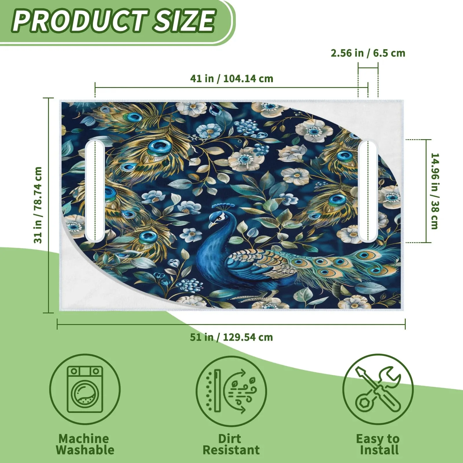 Tiveruda Peacock Feather 51" x 31" Double Golf Cart Seat Cover image 2