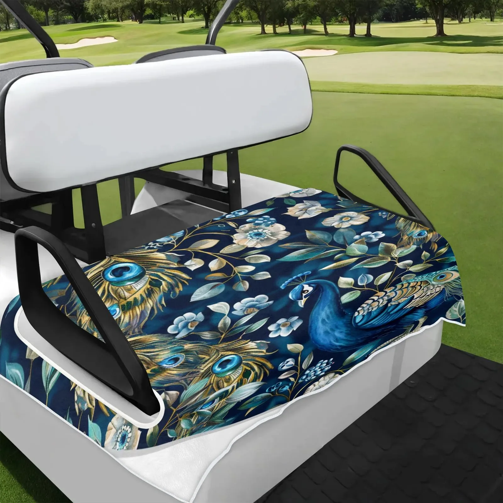 Tiveruda Peacock Feather 51" x 31" Double Golf Cart Seat Cover