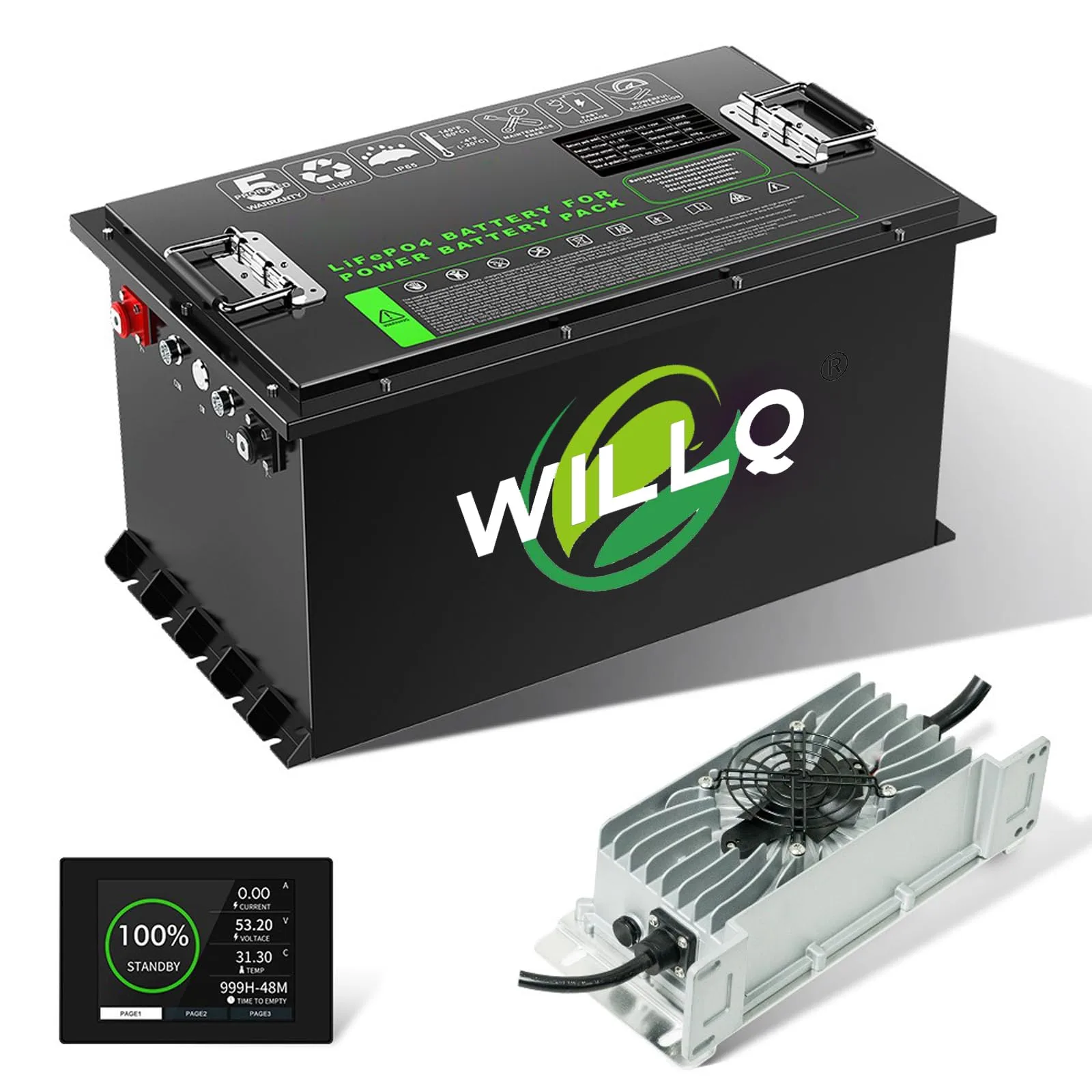 WILLQR 105Ah Lithium Golf Cart Battery with Charger