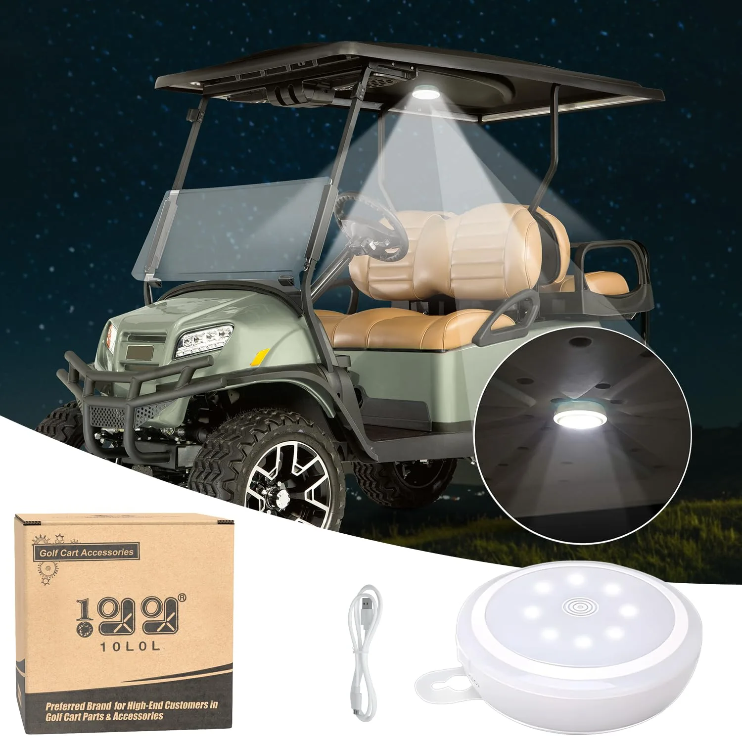 10L0L Rechargeable Golf Cart Dome Light