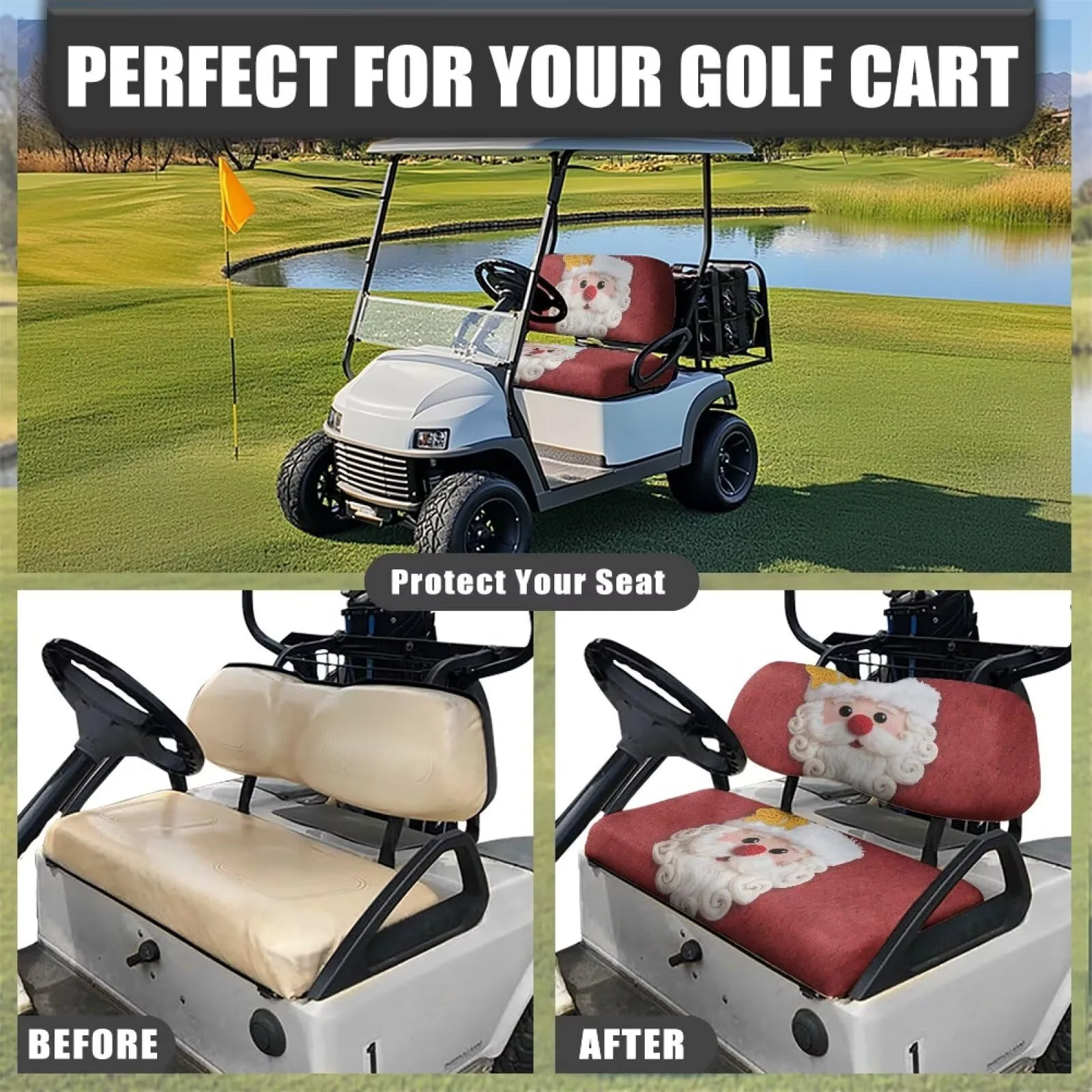 Quidrwyo Santa Golf Cart Seat Covers for Club Car image 4