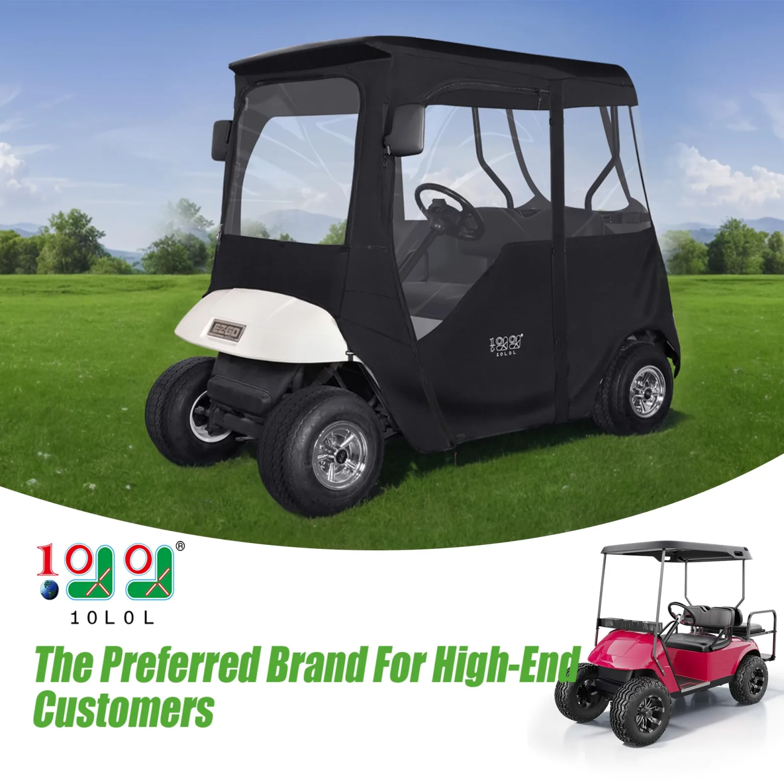 10L0L 2-Passenger Golf Cart Driving Enclosure with Cup Holder image 2