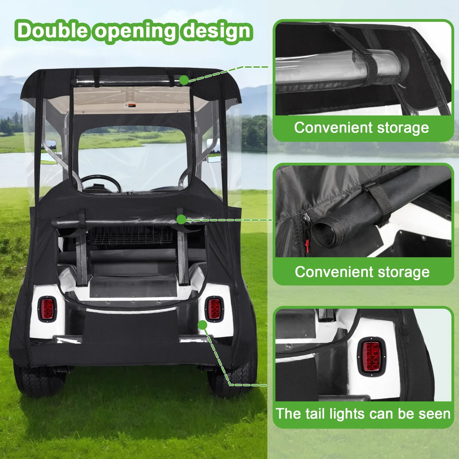 10L0L 2-Passenger Golf Cart Driving Enclosure with Cup Holder image 3