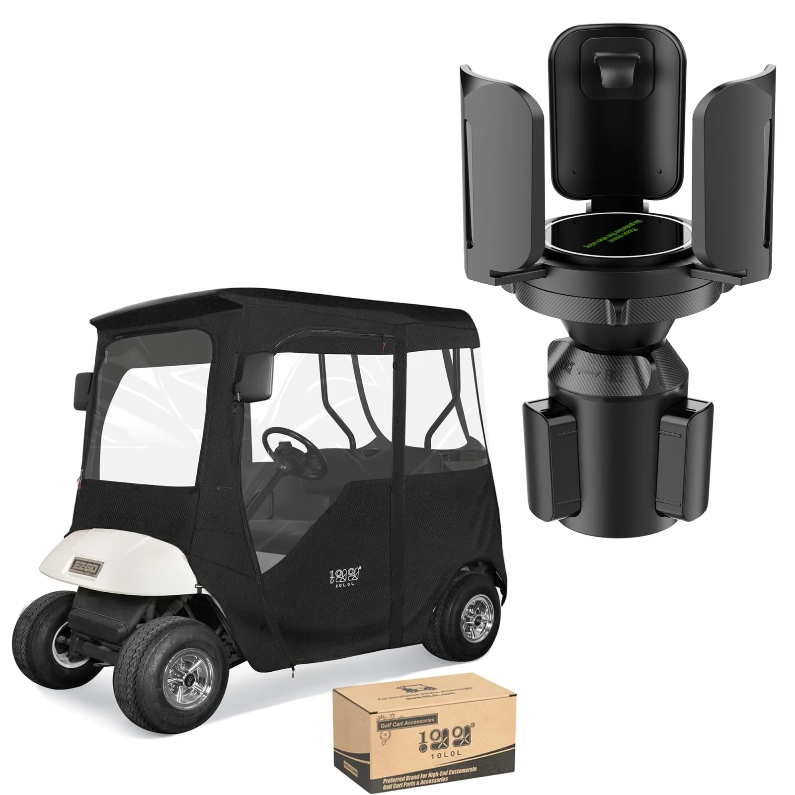 10L0L 2-Passenger Golf Cart Driving Enclosure with Cup Holder