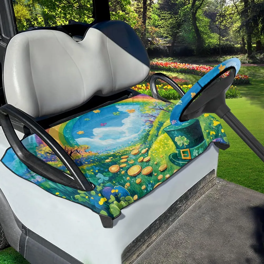 Knextrepoy Golf Cart Seat & Steering Wheel Cover Set