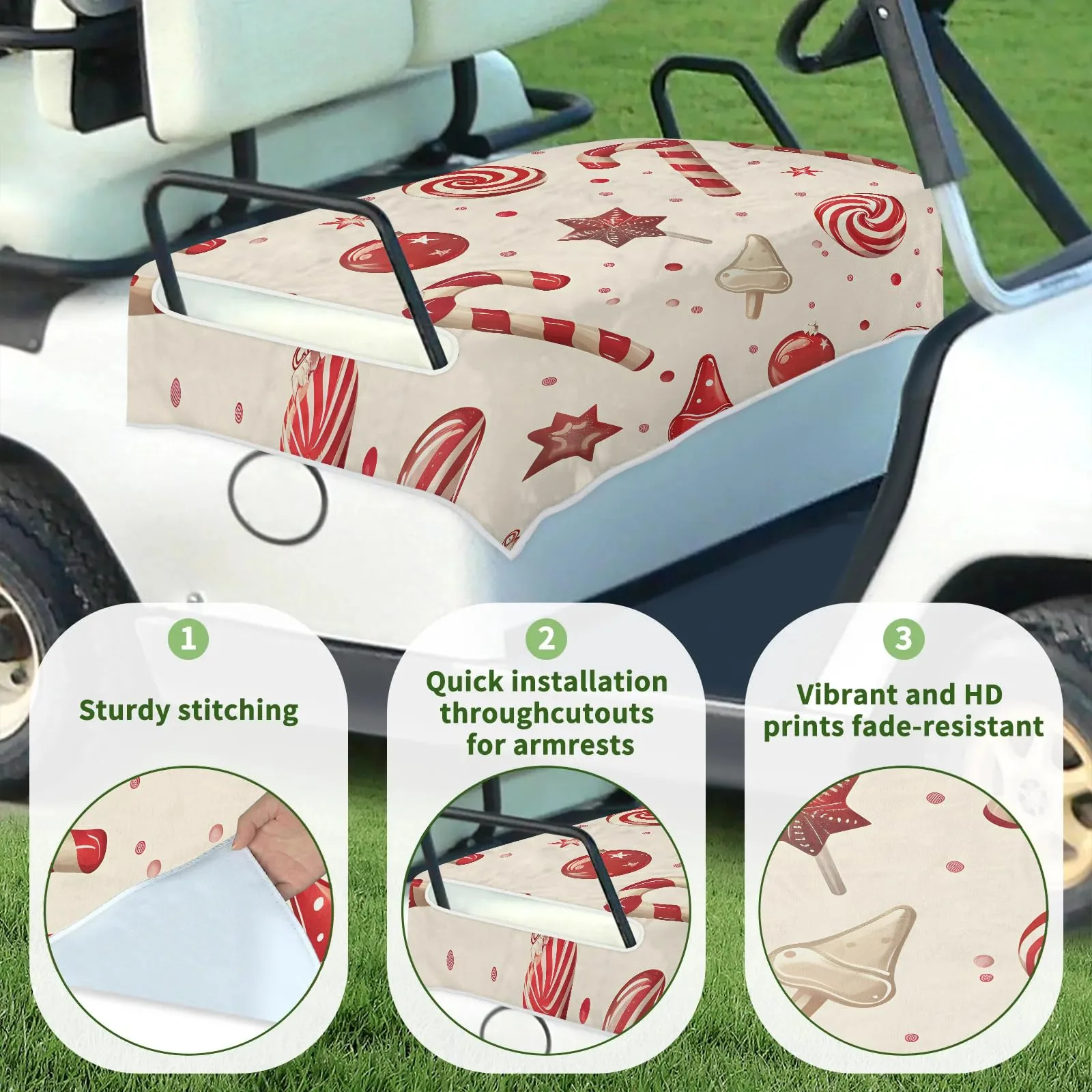 Tiveruda Golf Cart Seat Cover for Double Seats 51 x 31 in. image 3