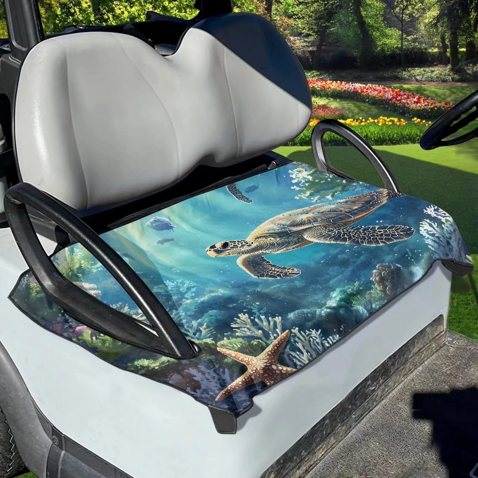 Tomeusey Sea Turtle Starfish Golf Cart Seat Cover