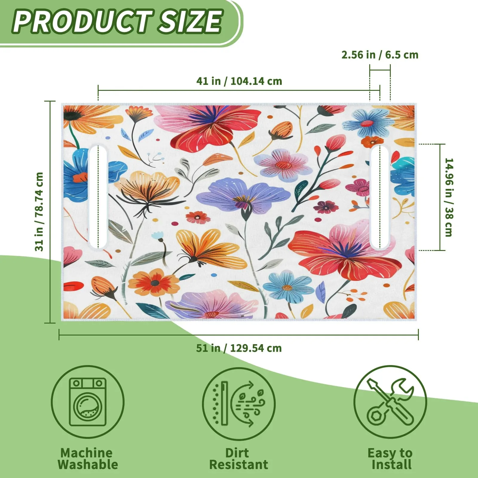 Tiveruda Watercolor Flower Golf Cart Seat Cover 51 x 31 in image 2