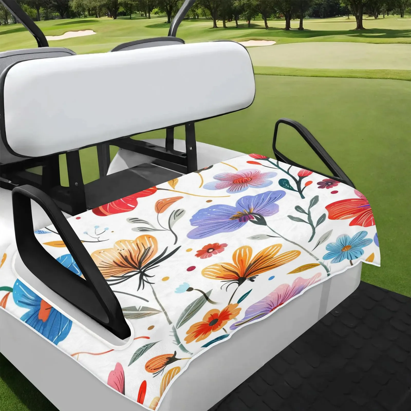 Tiveruda Watercolor Flower Golf Cart Seat Cover 51 x 31 in