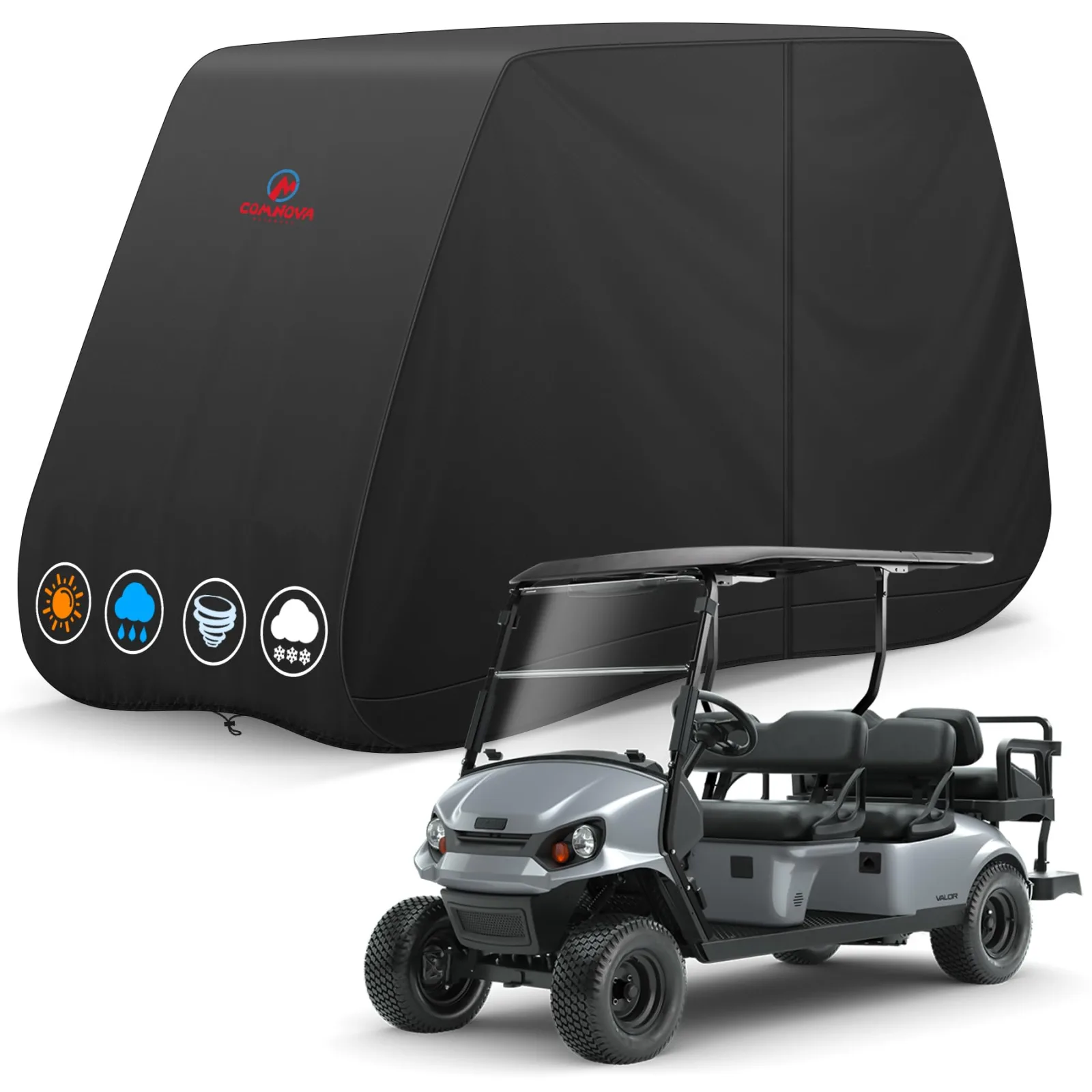 M COMNOVA OUTDOORS 6-Passenger Golf Cart Cover 156"L Black
