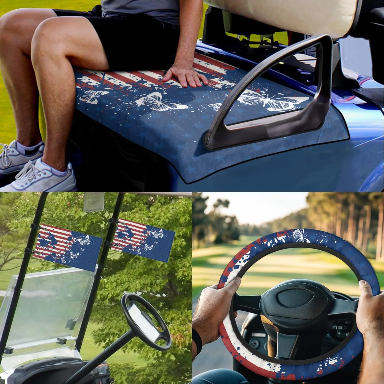INSTANTARTS American Flag Butterfly Golf Cart Seat Covers image 2