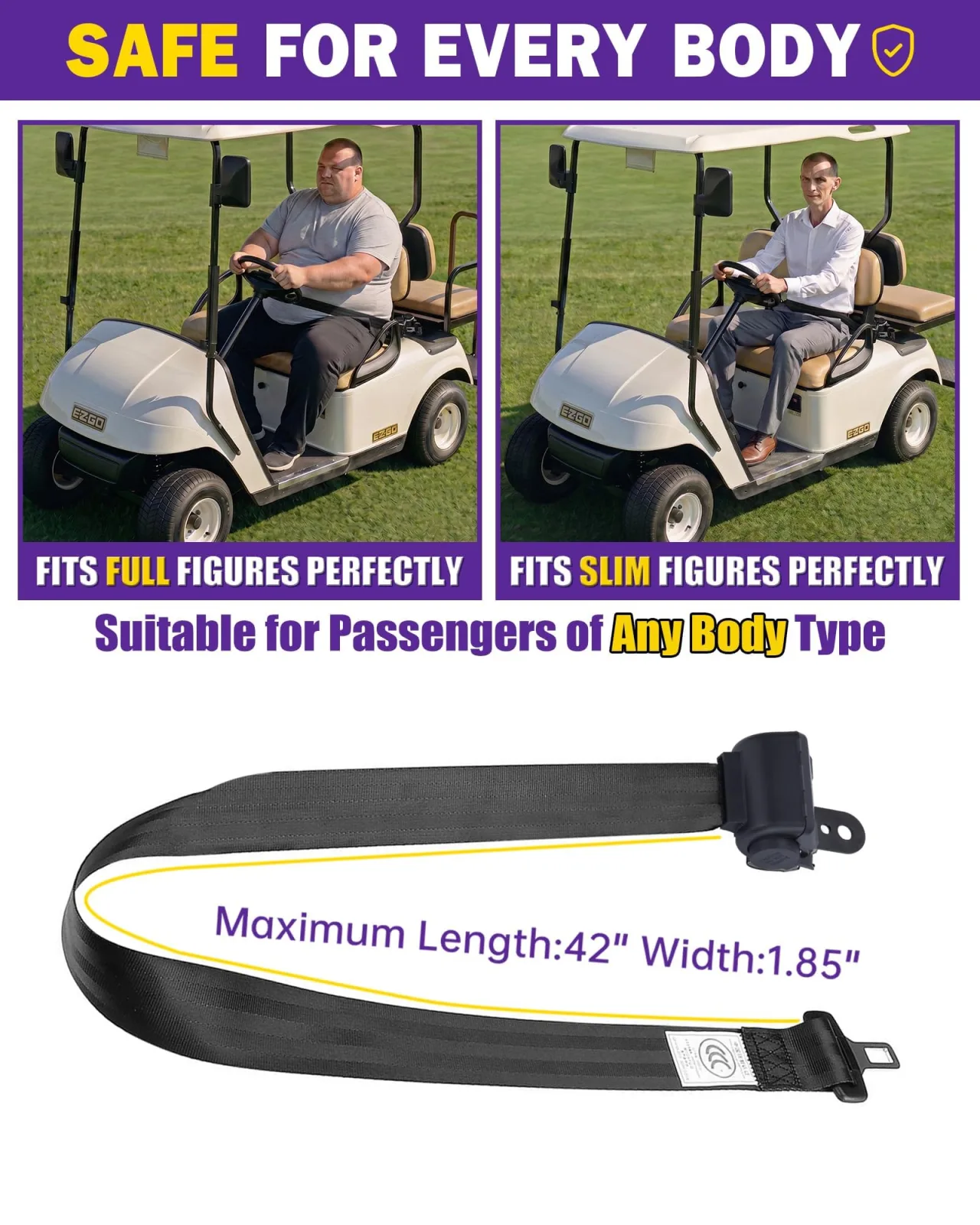 HOWBOW 4-Belt Golf Cart Seat Belt Kit with Bracket image 4