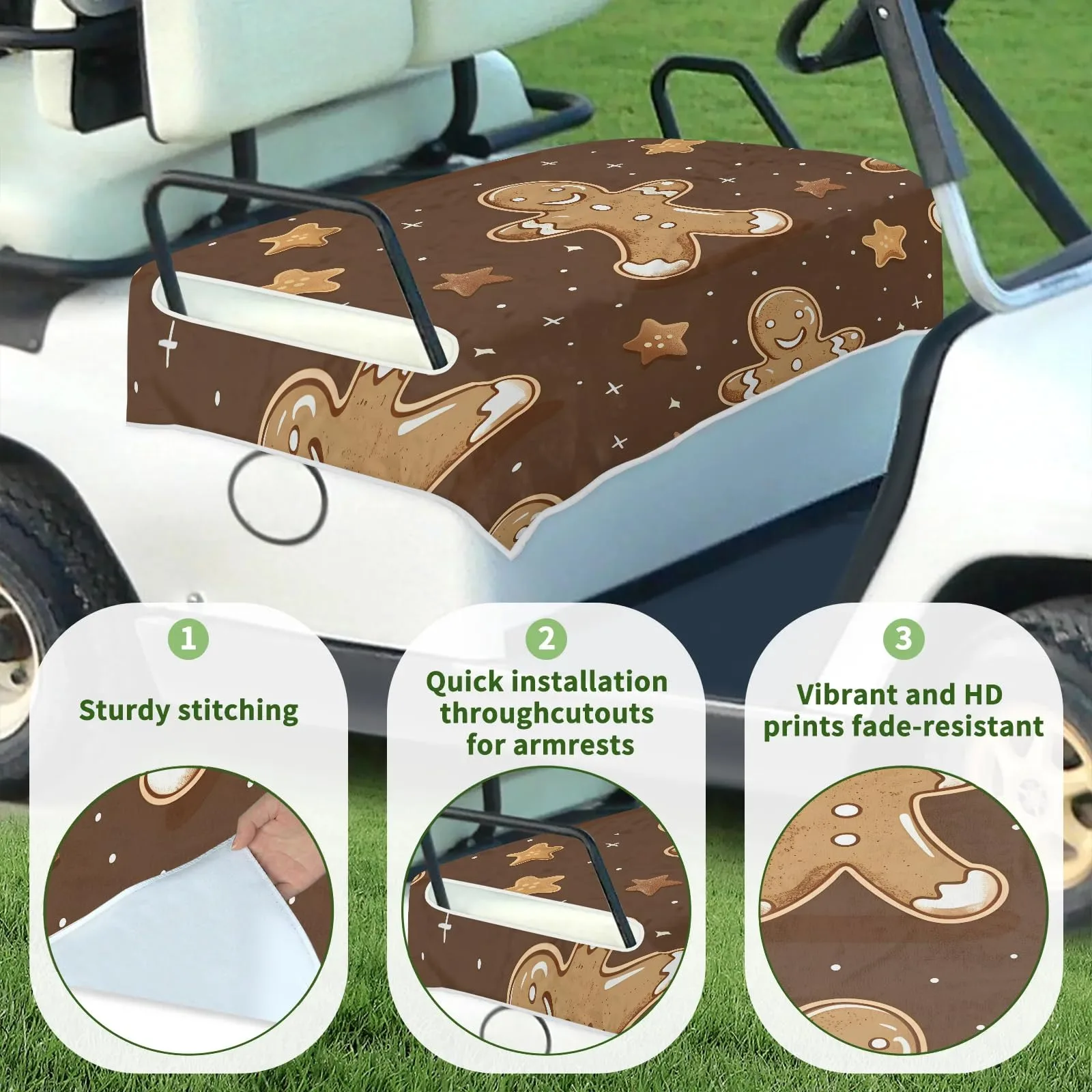 Tiveruda Christmas Gingerbread Golf Cart Seat Cover image 3