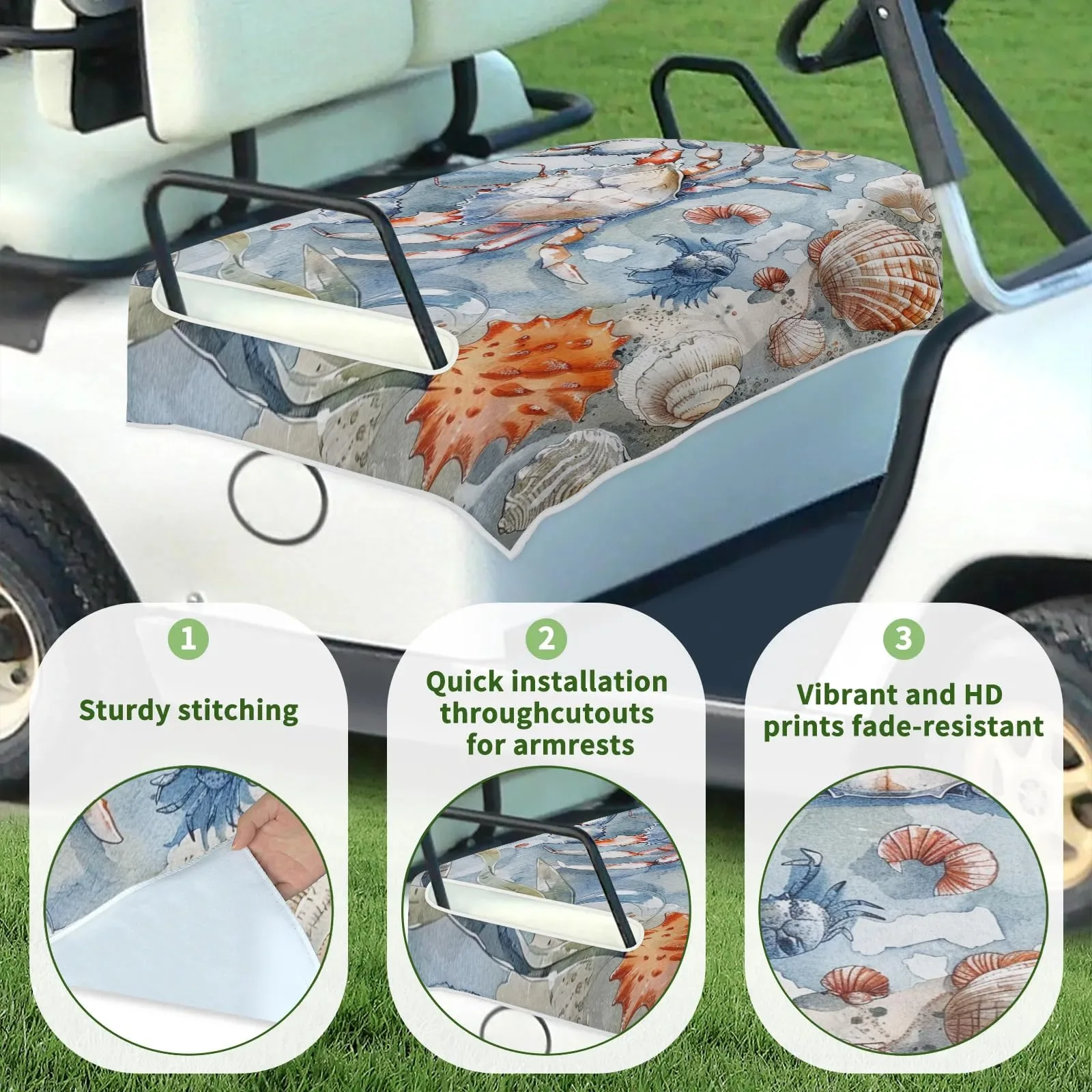 Tiveruda Golf Cart Seat Cover for Double Seats, 51 x 31 in image 3