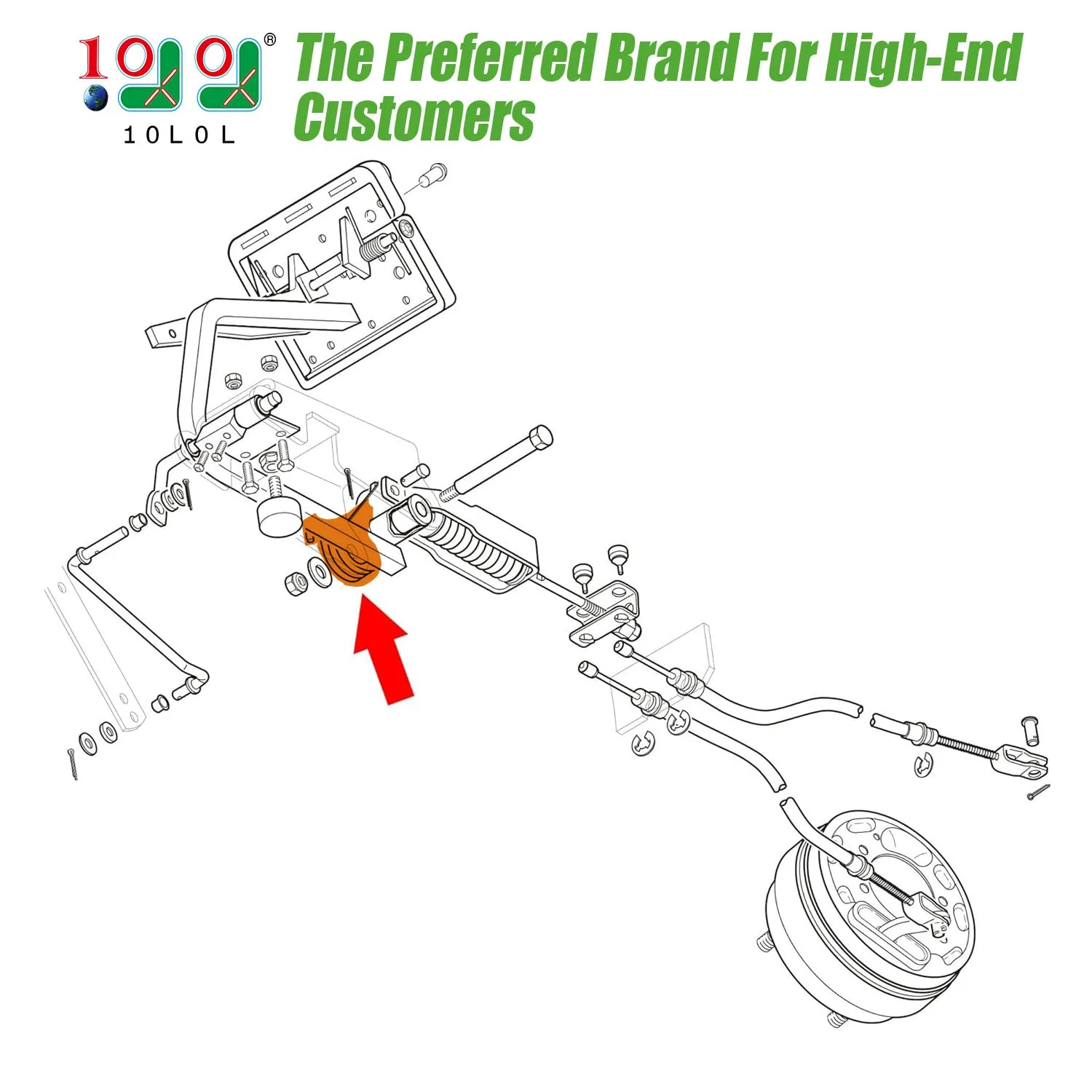 10L0L Brake Pedal Return Spring for E-Z-GO TXT/PDS image 2