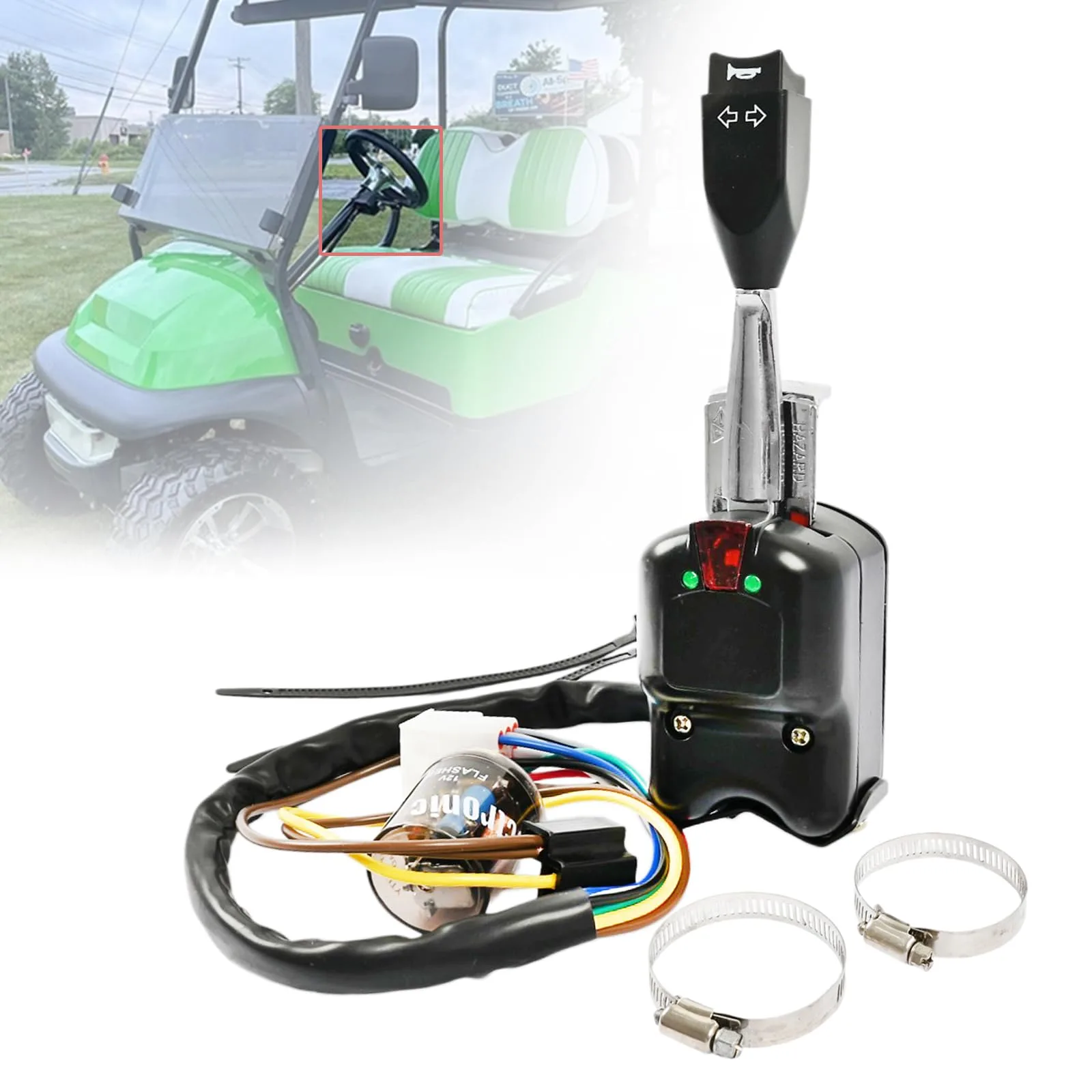 Promrmr Turn Signal Combination Steering Switch for Club Car — 102567101 / 102517501