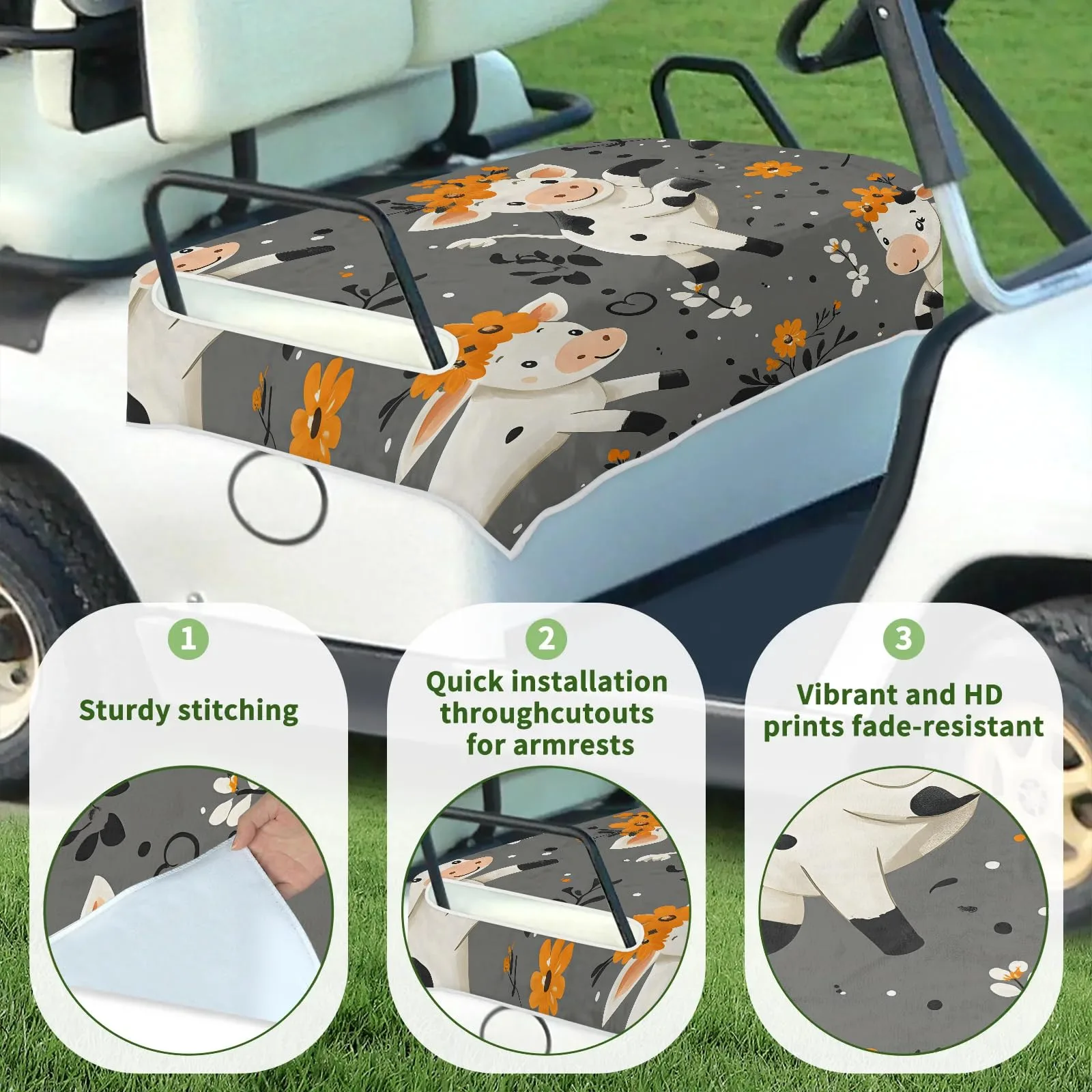 Tiveruda Golf Cart Seat Cover for Double Seats image 3