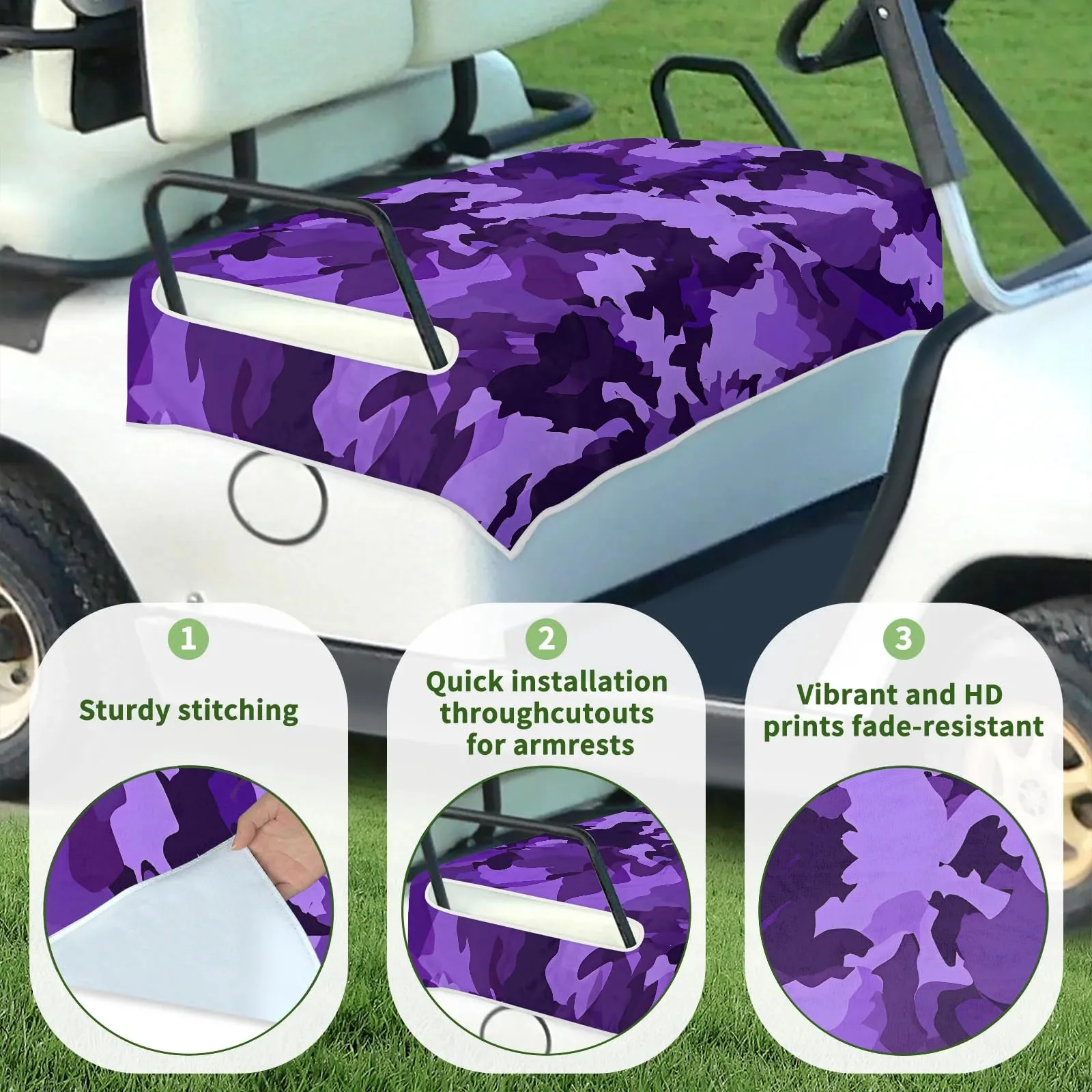 Tiveruda Purple Camouflage Golf Cart Seat Cover image 3