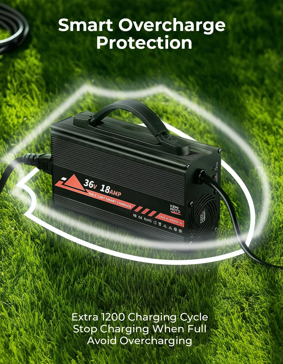 KEMIMOTO 36V 18A Golf Cart Battery Charger with D-Plug image 2