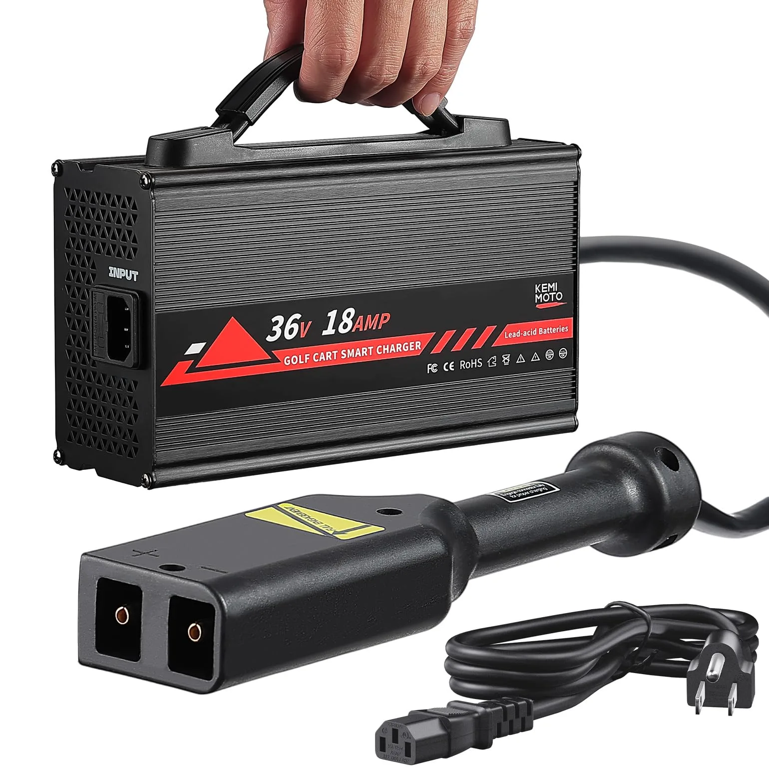 KEMIMOTO 36V 18A Golf Cart Battery Charger with D-Plug