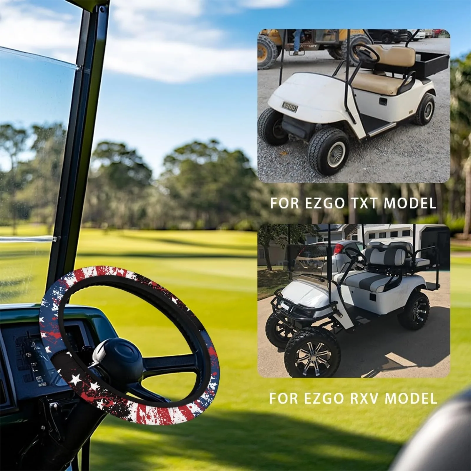 INSTANTARTS US Flag Golf Cart Steering Wheel Cover image 3