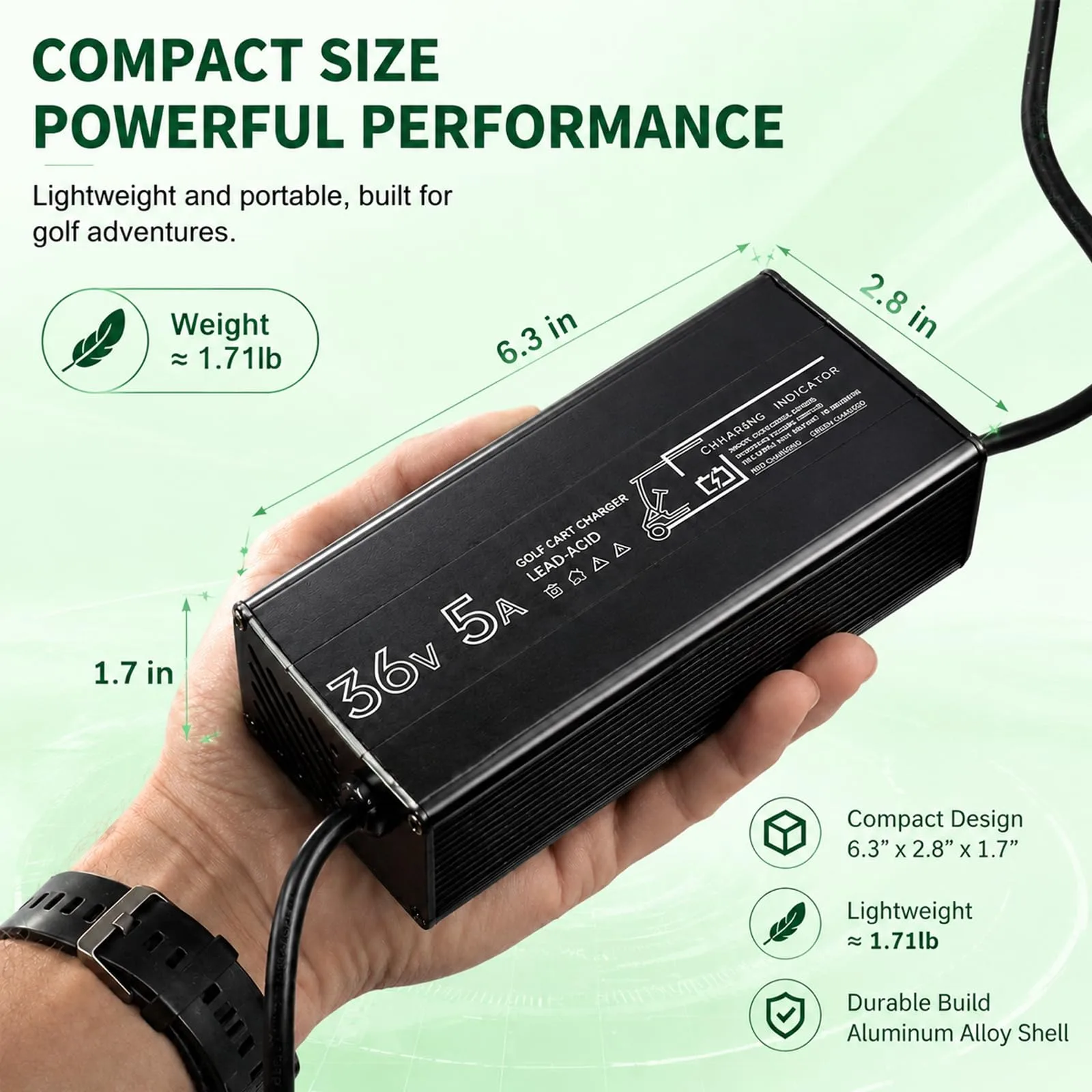 36V 5A Charger for E-Z-GO TXT and Medalist Golf Carts image 2