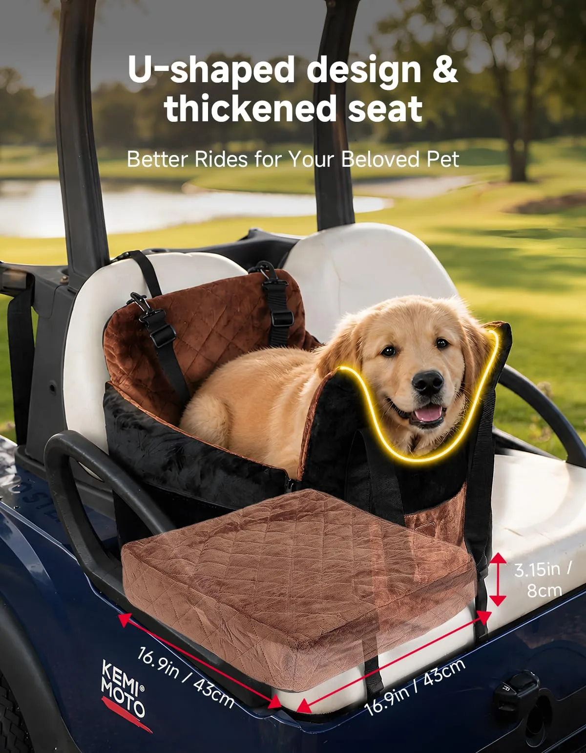 KEMIMOTO Golf Cart Dog Seat KMB1411-00001-BK image 2