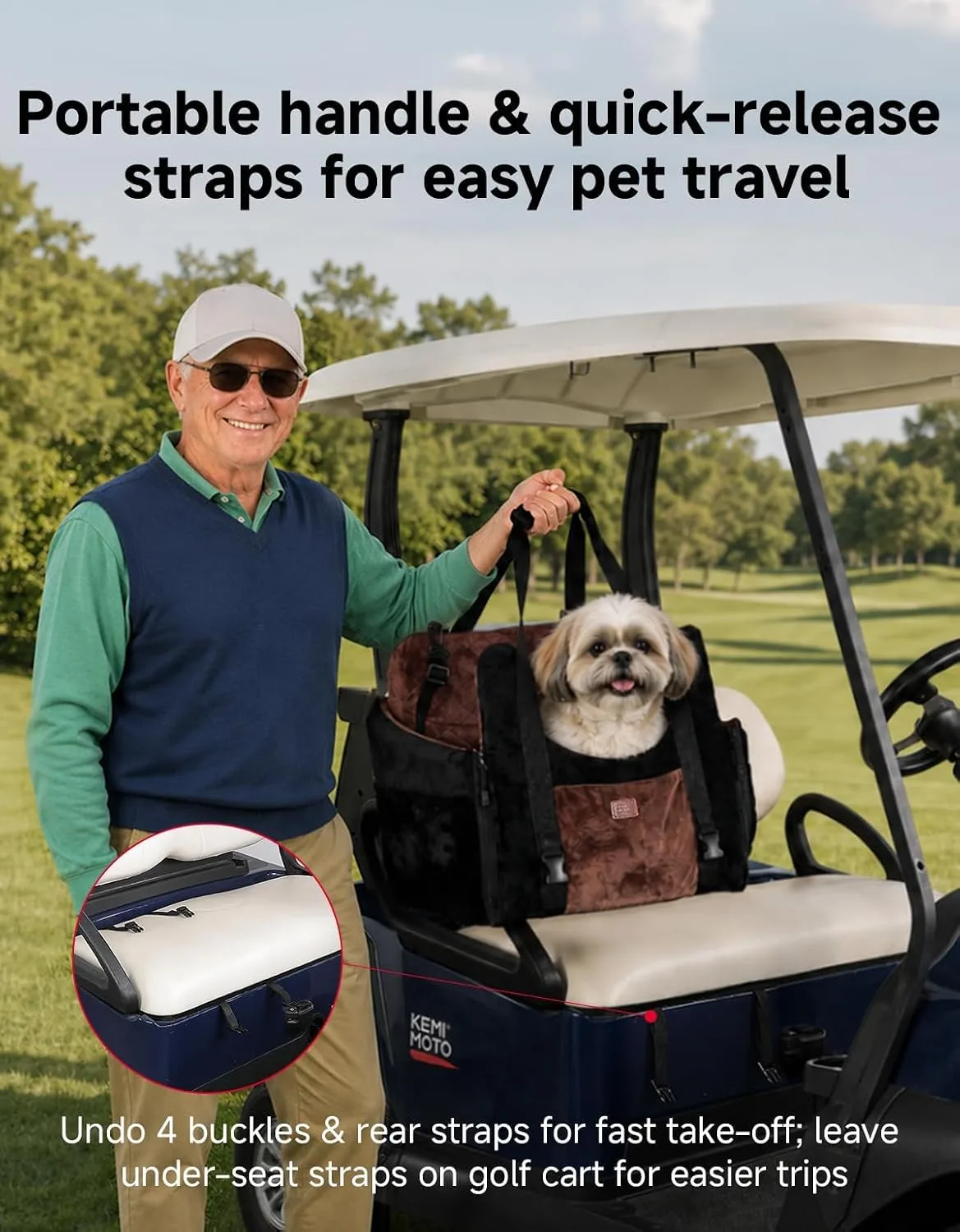 KEMIMOTO Golf Cart Dog Seat KMB1411-00001-BK image 4