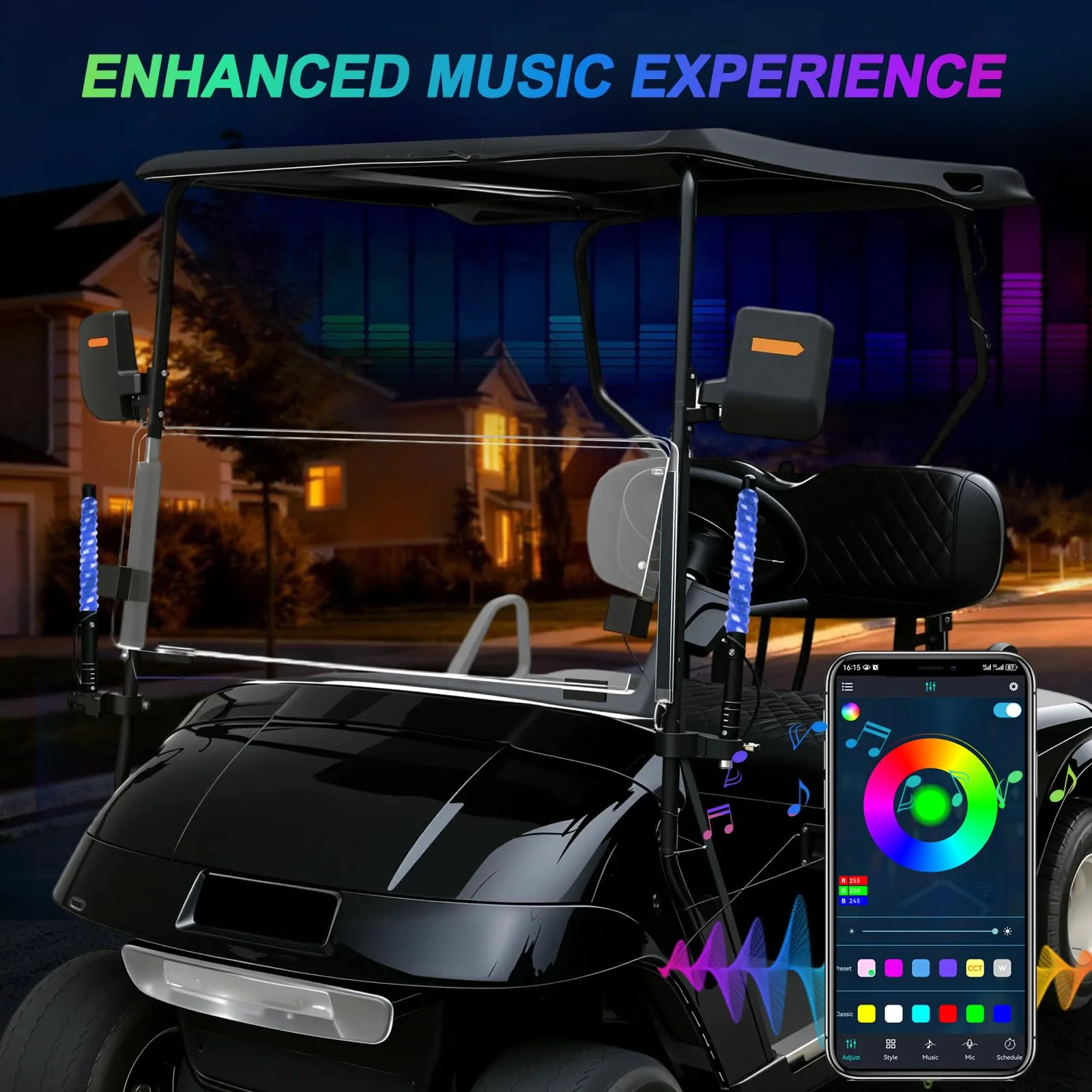 iLSKW 2-Pack RGB LED Whip Lights for Golf Carts image 4