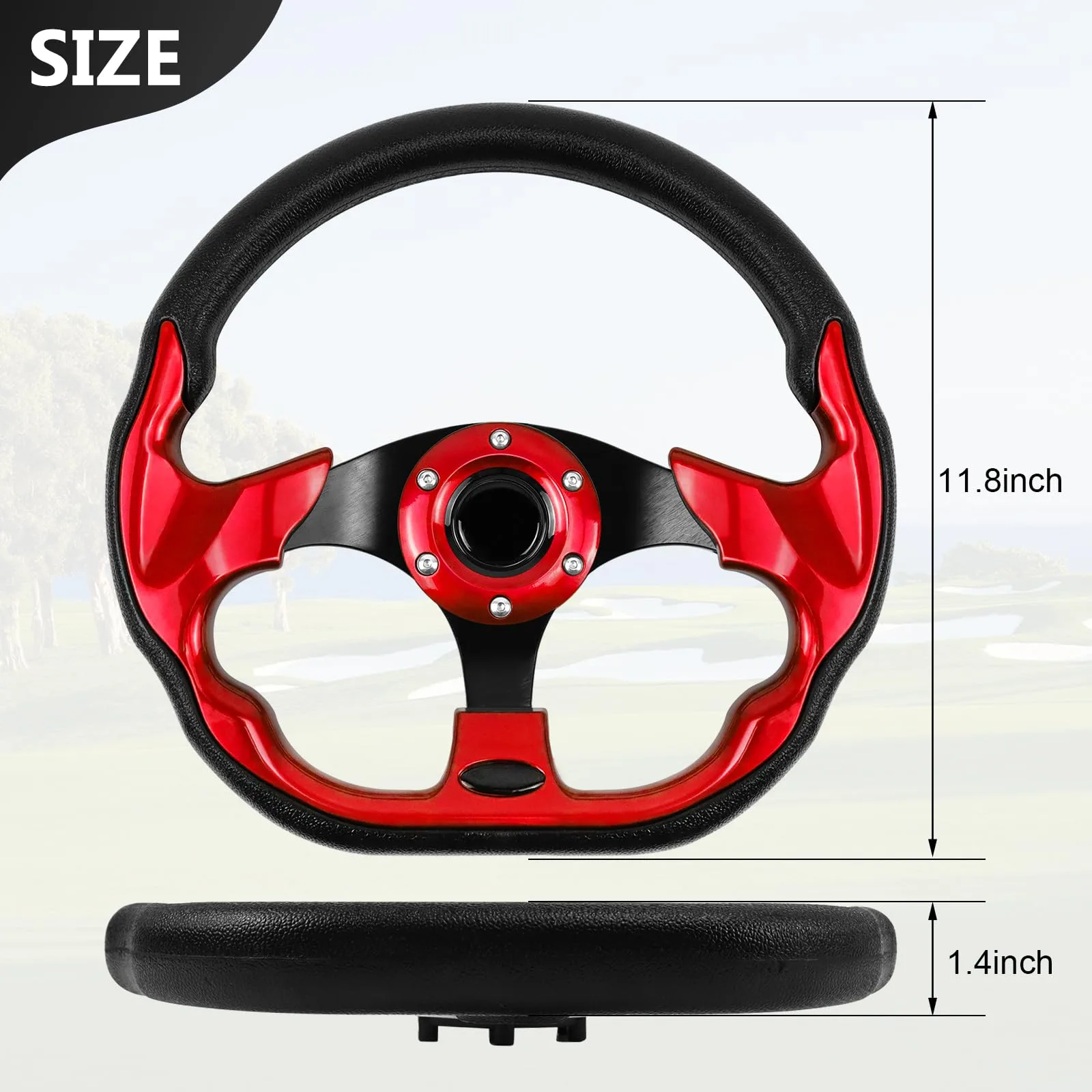 LOSCHEN SW1017-LOS 15" Red PVC Golf Cart Steering Wheel image 3