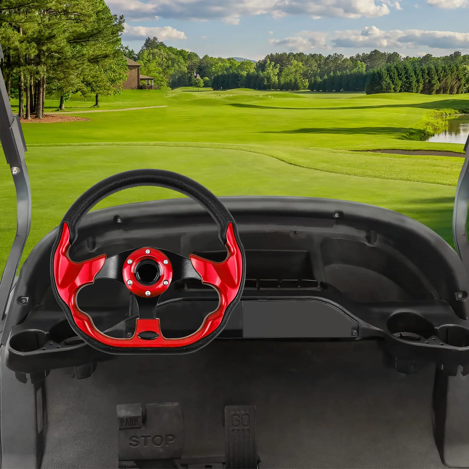 LOSCHEN SW1017-LOS 15" Red PVC Golf Cart Steering Wheel image 4