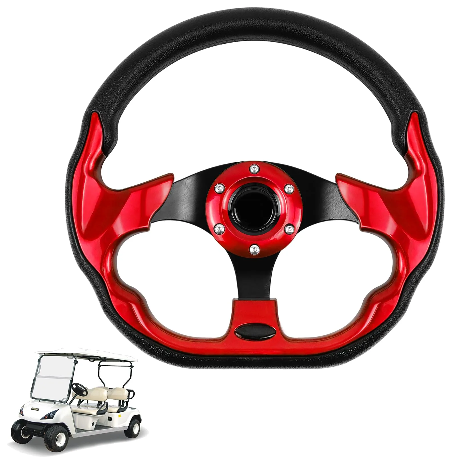 LOSCHEN SW1017-LOS 15" Red PVC Golf Cart Steering Wheel