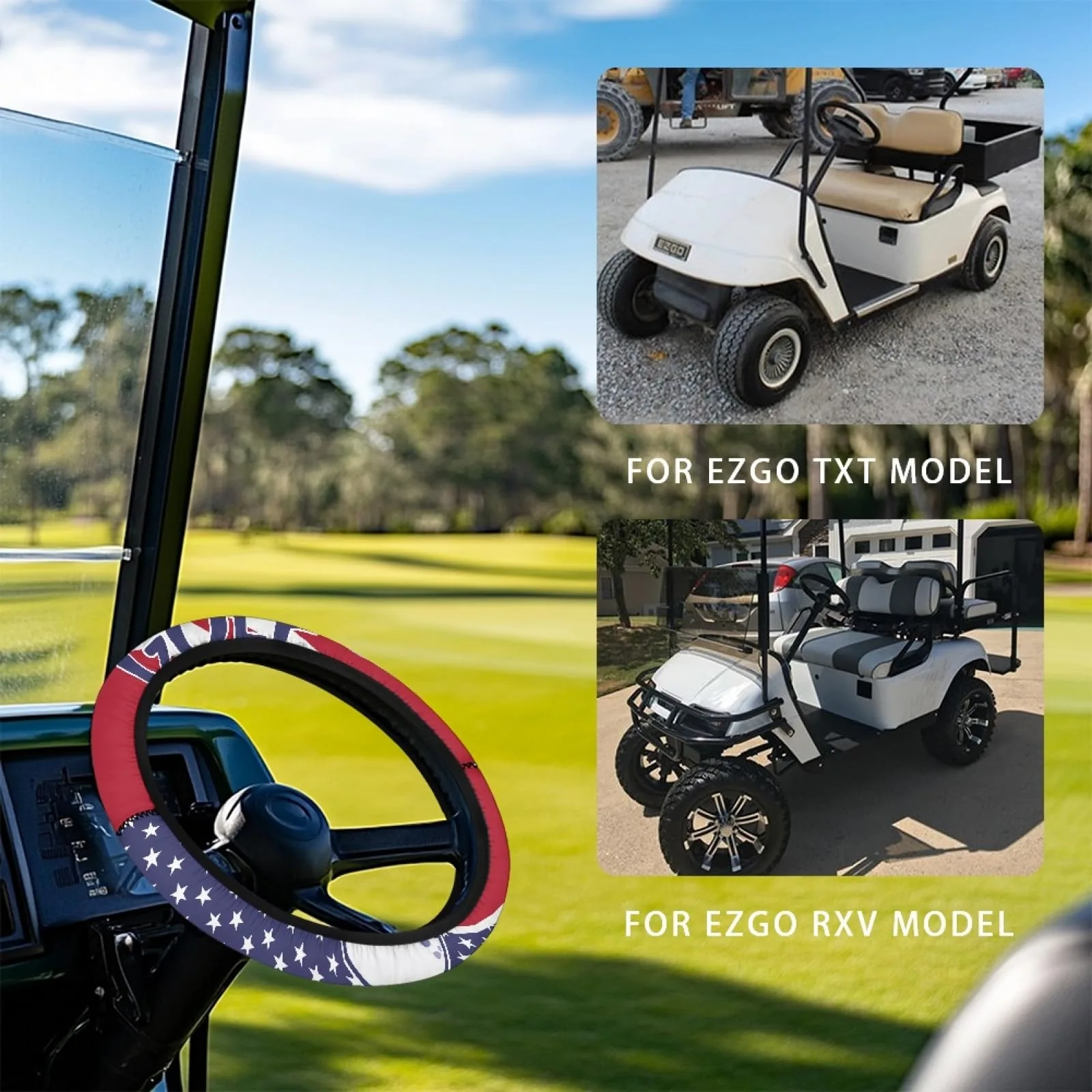 INSTANTARTS US Flag Golf Cart Steering Wheel Cover image 3