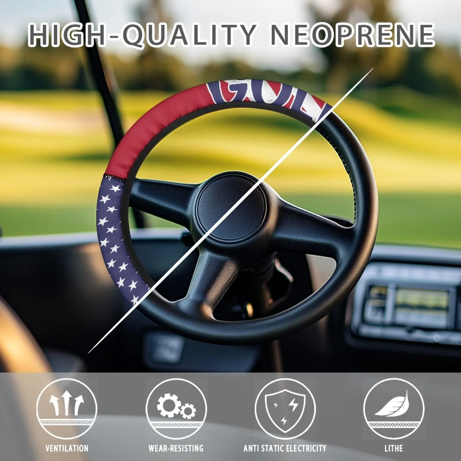 INSTANTARTS US Flag Golf Cart Steering Wheel Cover image 4
