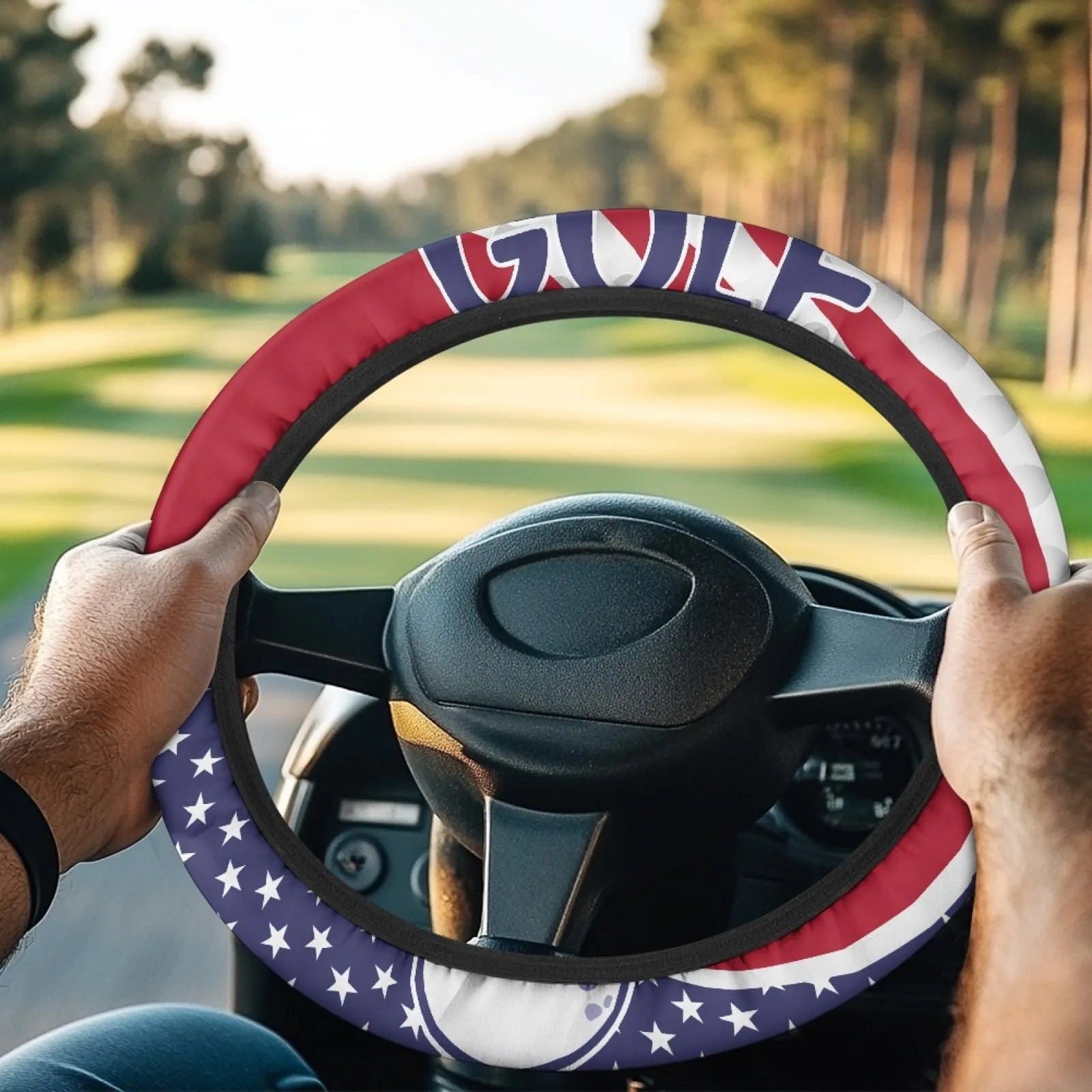 INSTANTARTS US Flag Golf Cart Steering Wheel Cover