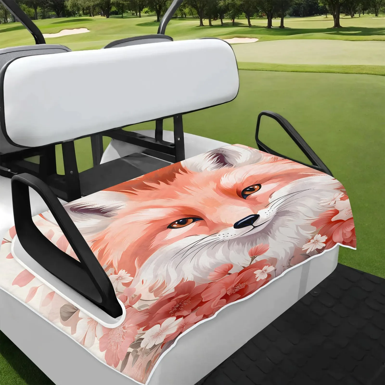 Tiveruda Fall Fox Golf Cart Seat Cover for Double Seats